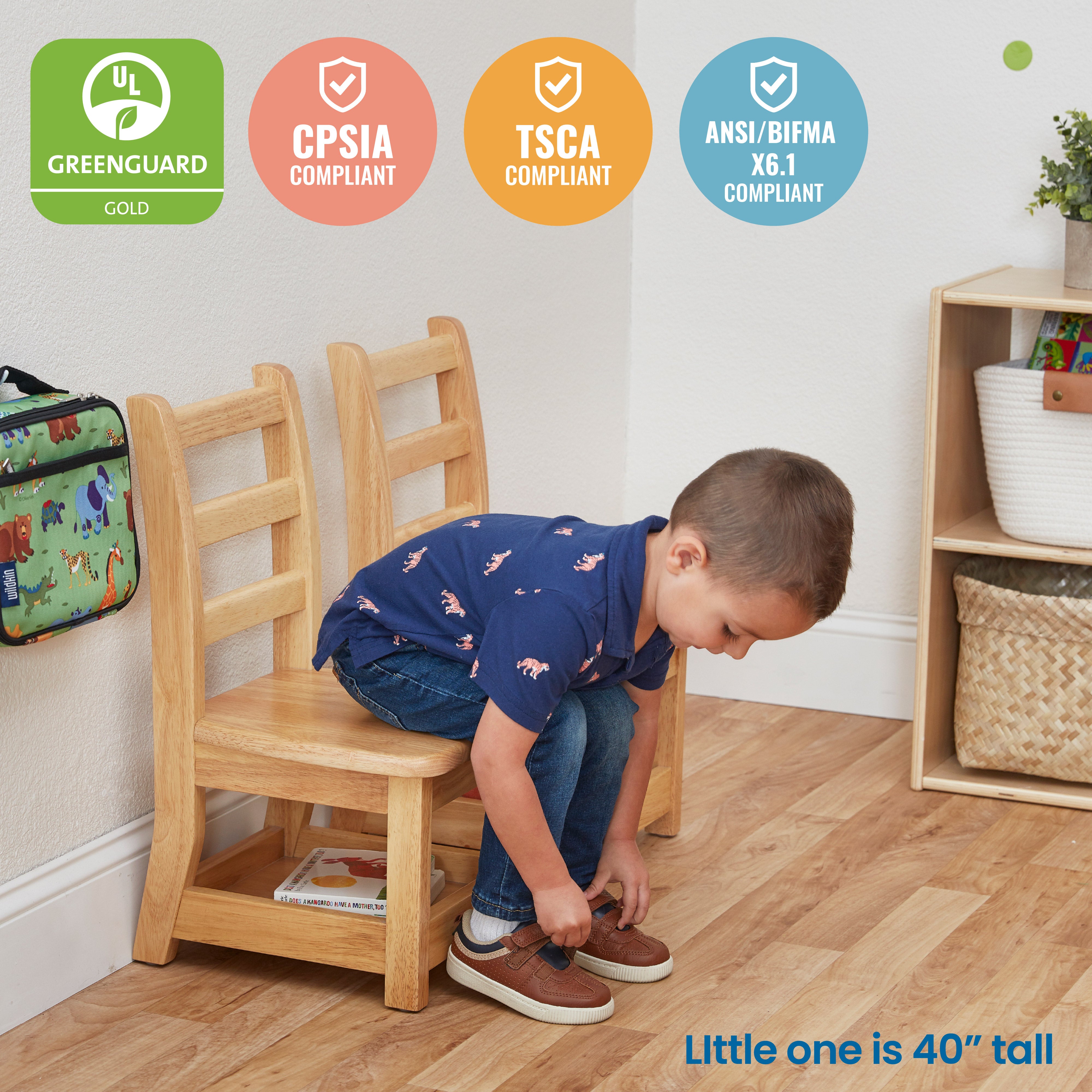 Three-Rung Ladderback Chair with Storage, 2-Pack