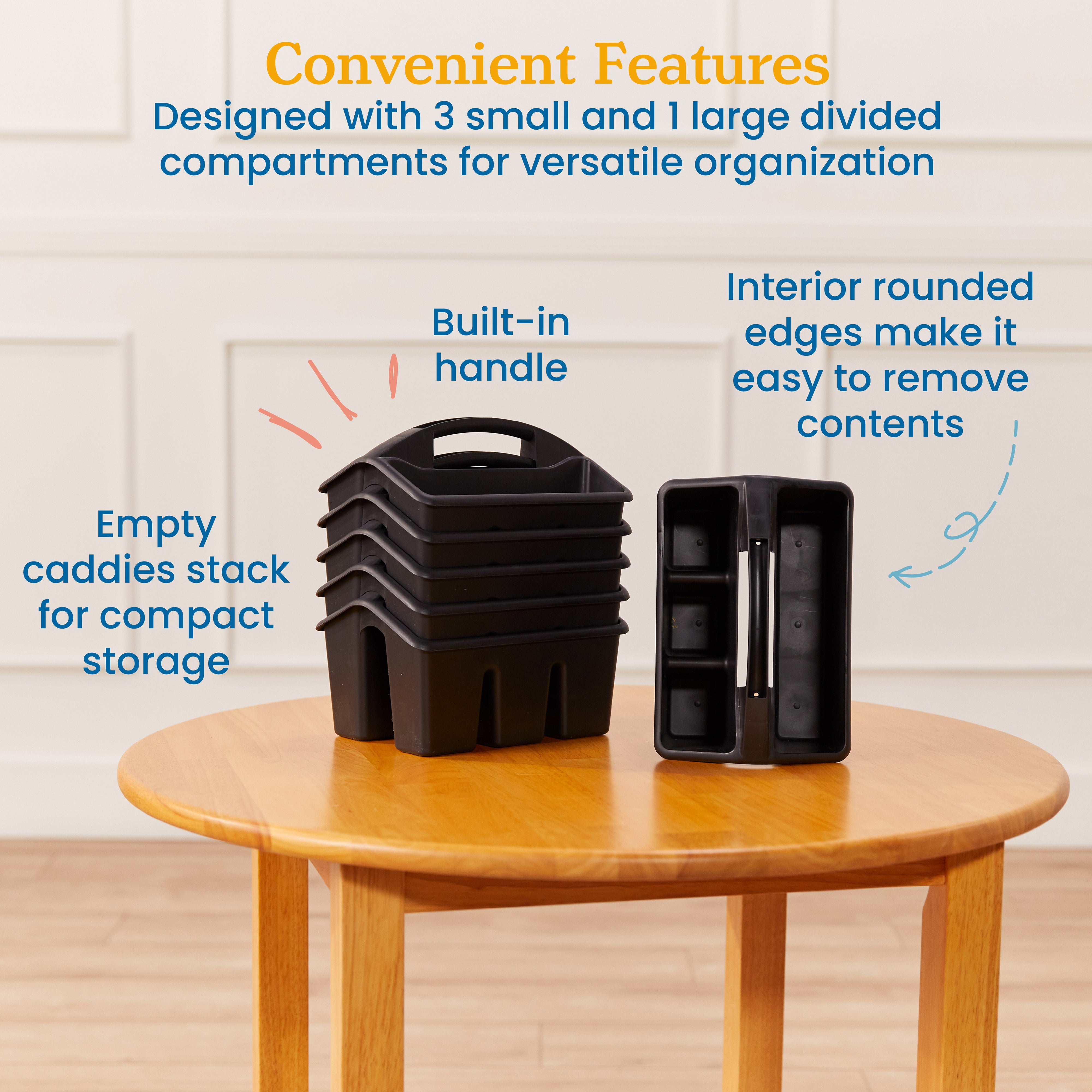 4-Compartment Small Plastic Caddy, 6-Pack