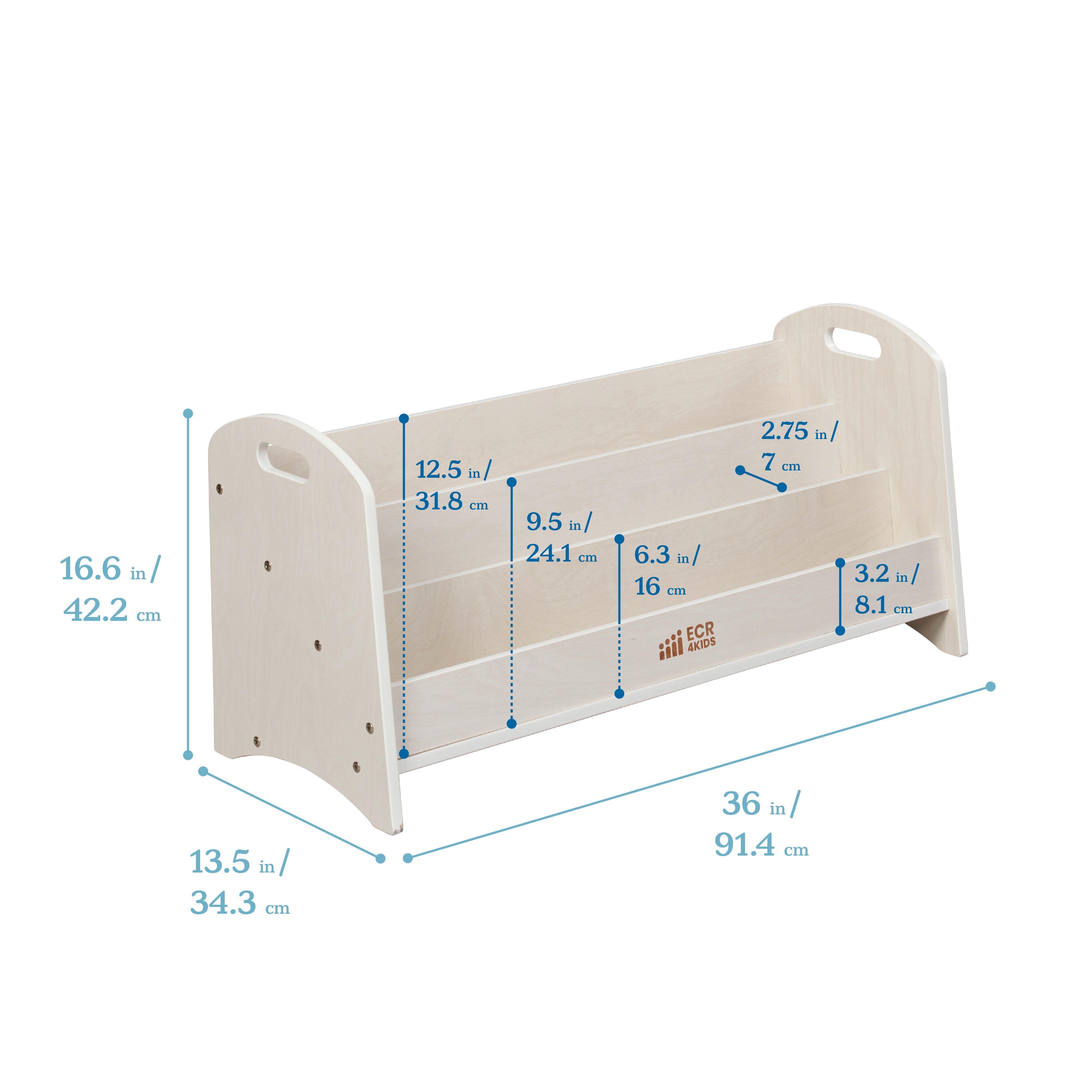 3-Shelf Floor Book Display with Handles, Beginner Bookshelf