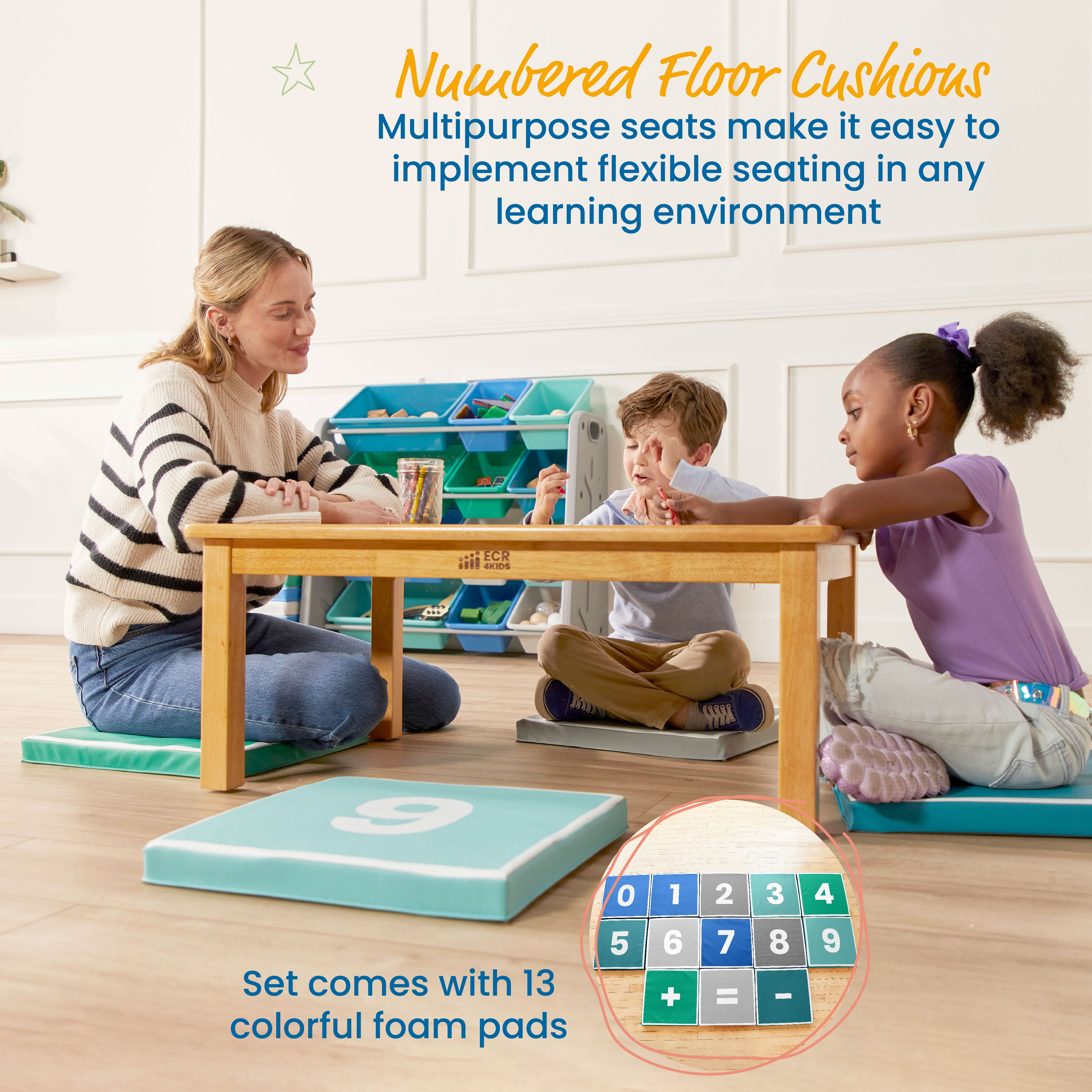 Hop to It Math Mats, Flexible Seating, 13-Piece