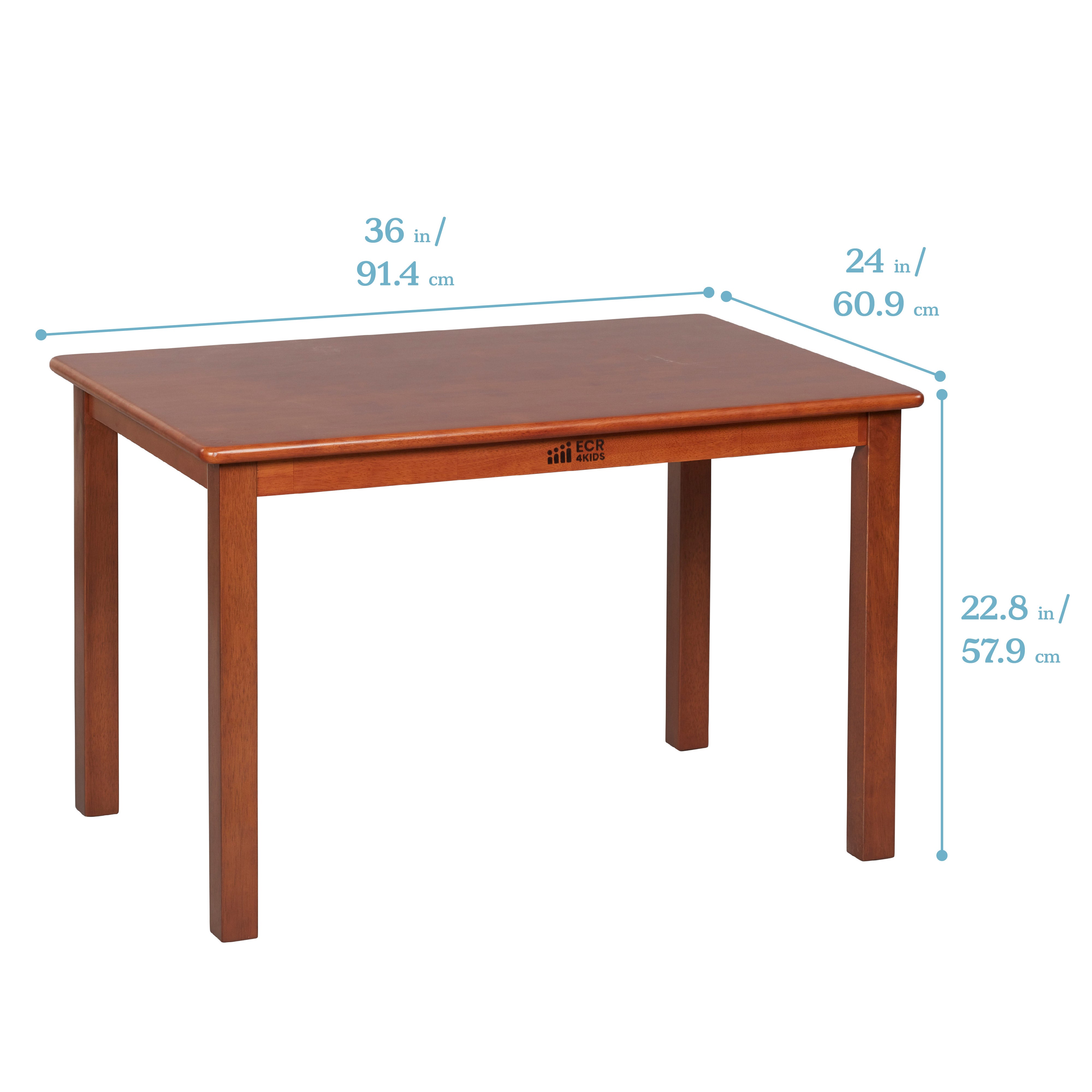 24in x 36in Rectangular Hardwood Table with 22in Legs, Kids Furniture