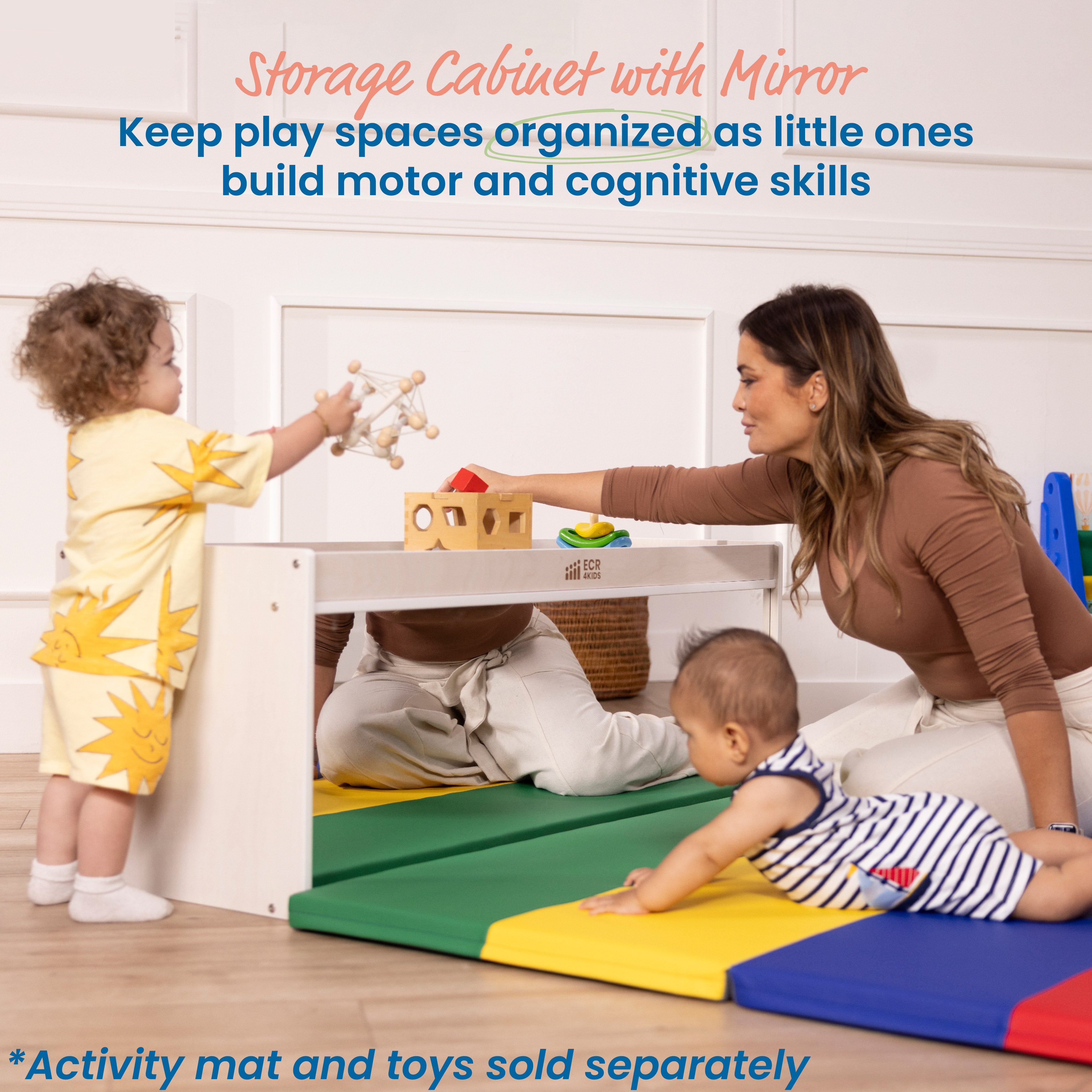 Storage Cabinet with Activity Top and Mirror