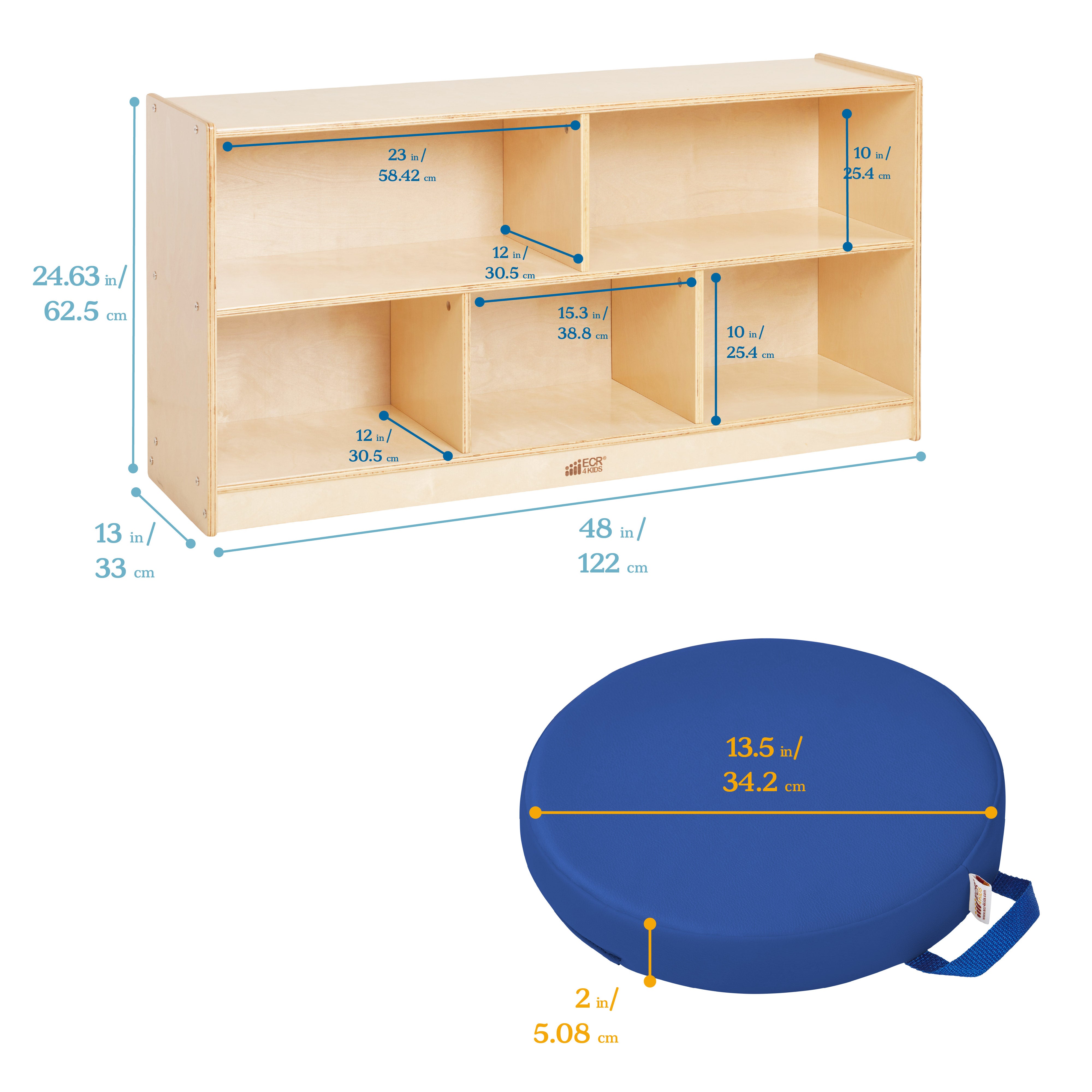 Preschool Cozy Reading Corner Package with Book Display, Storage Cabinet and Floor Cushions