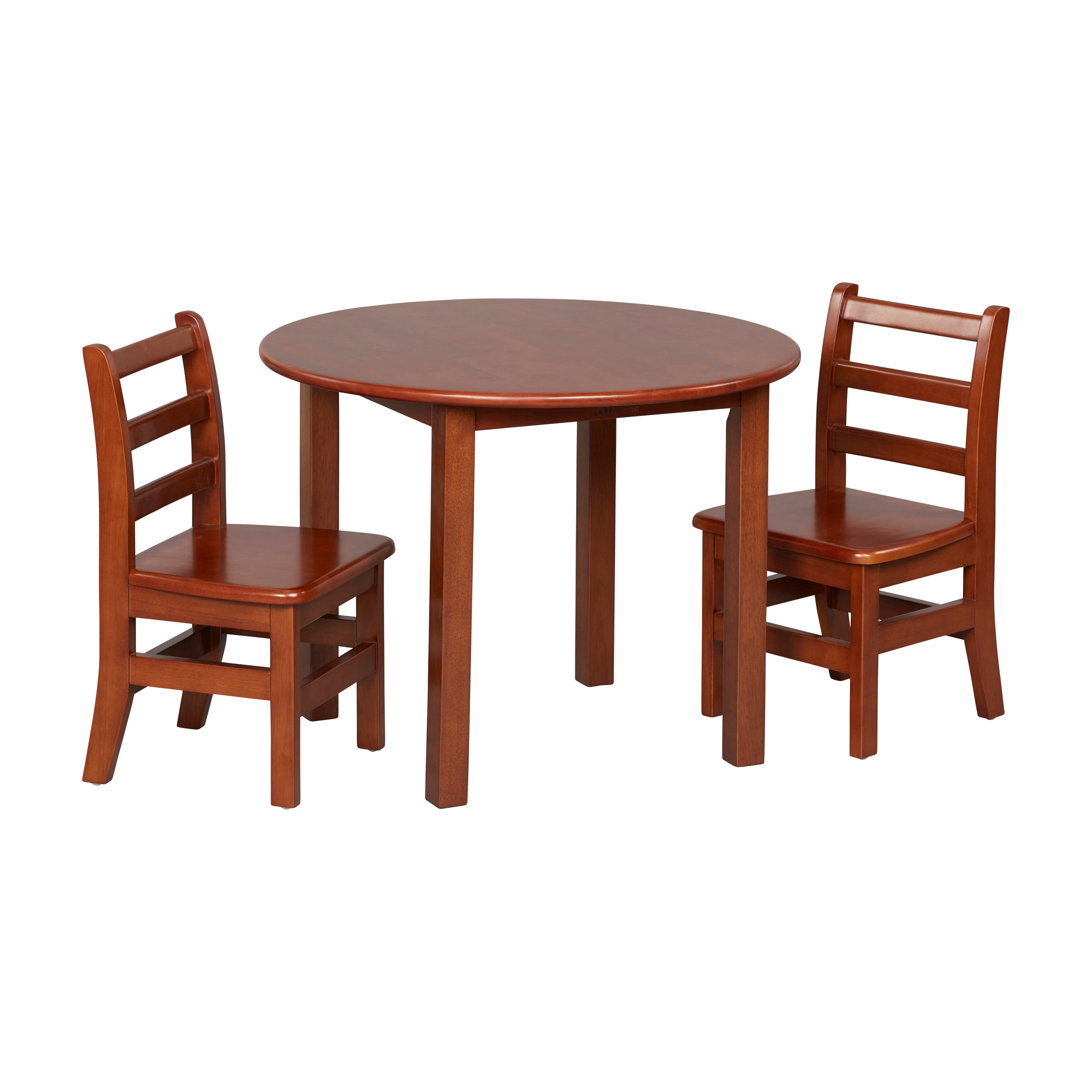30in D Round Hardwood Table and Chair Set, 12in Seat Height, 3-Piece