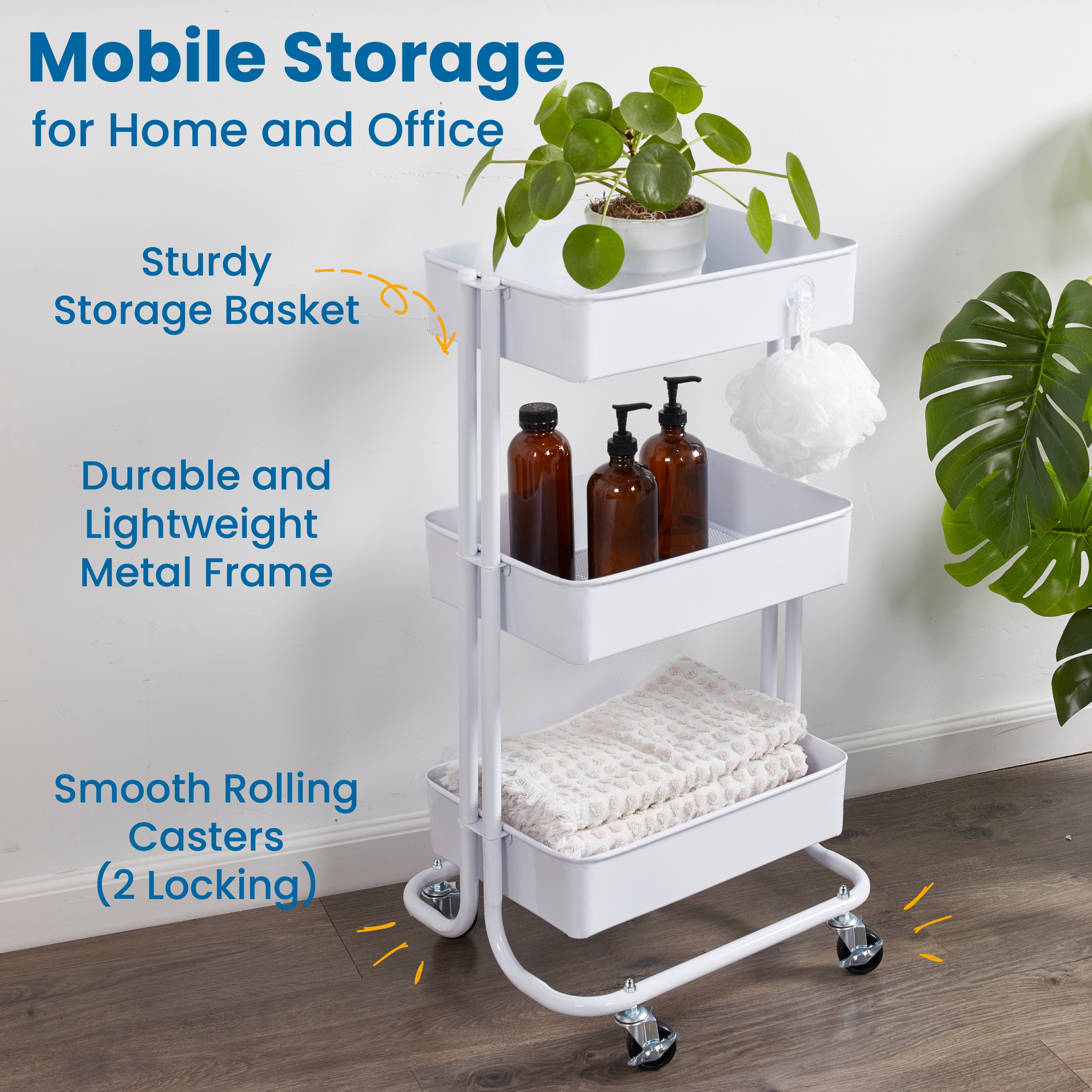 3-Tier Metal Rolling Utility Cart