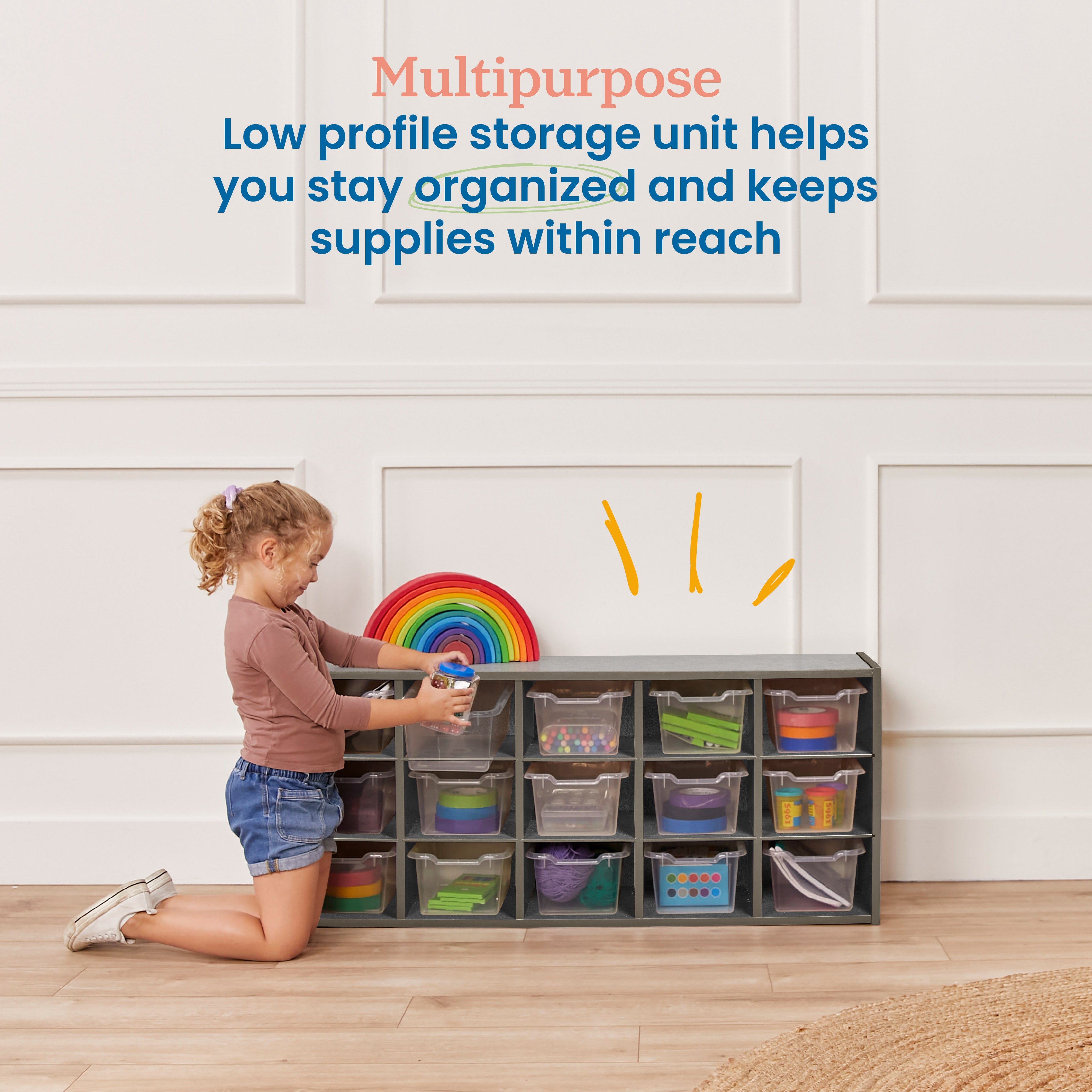 Streamline 15 Cubby Tray Cabinet and 15 Scoop Front Bins, 3x5