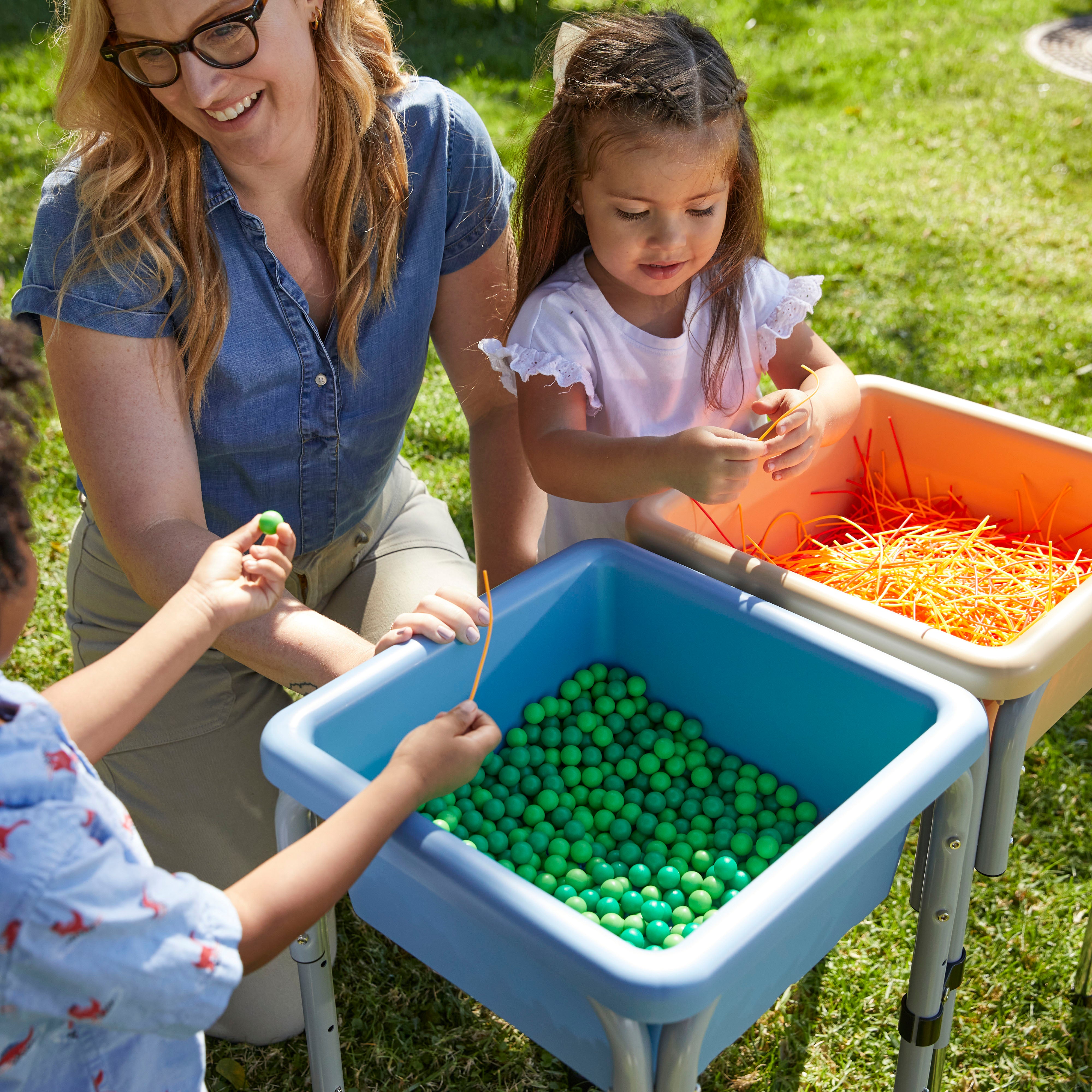 2-Station Sand and Water Adjustable Play Table, Sensory Bins