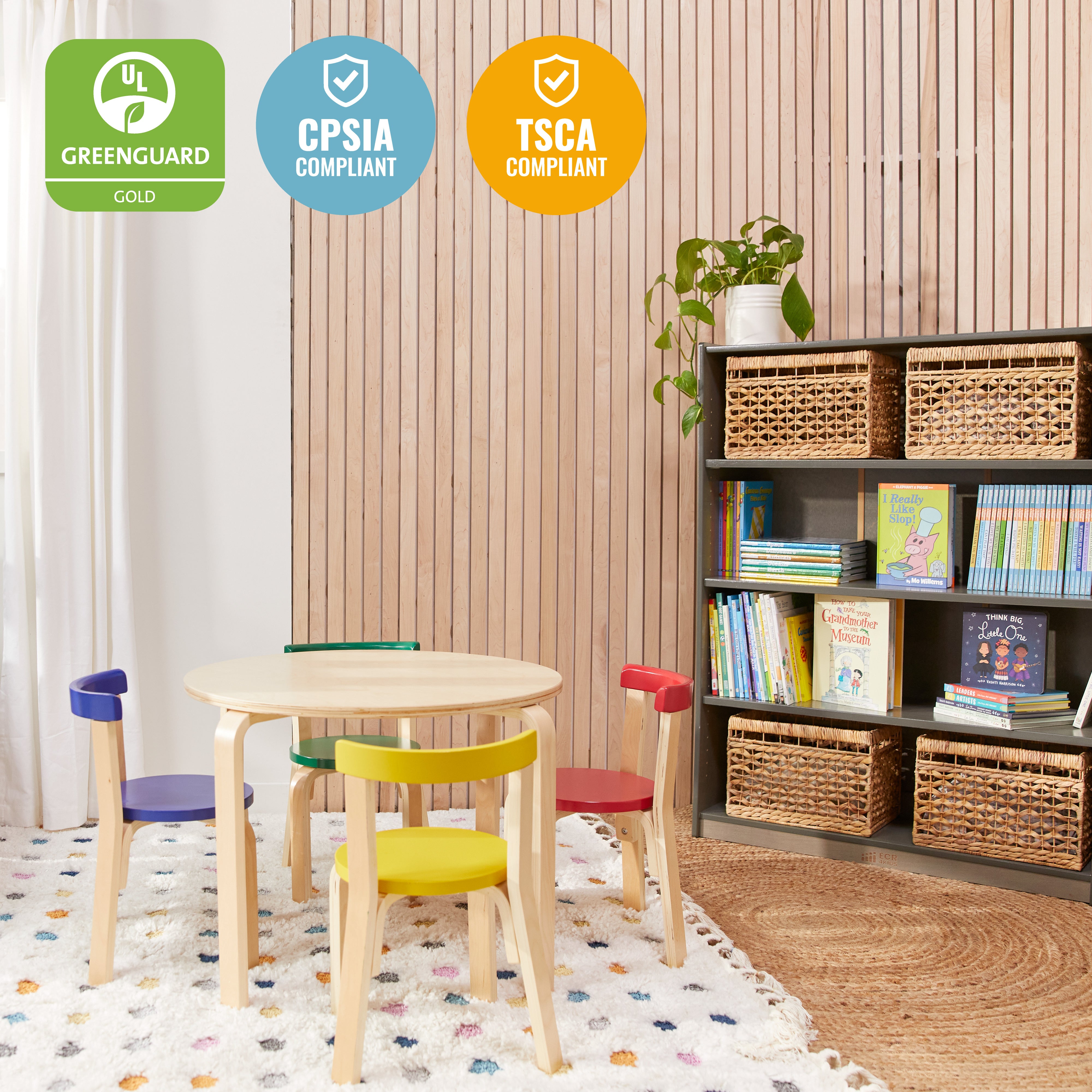 Bentwood Table and Curved Back Chair Set, 5-Piece