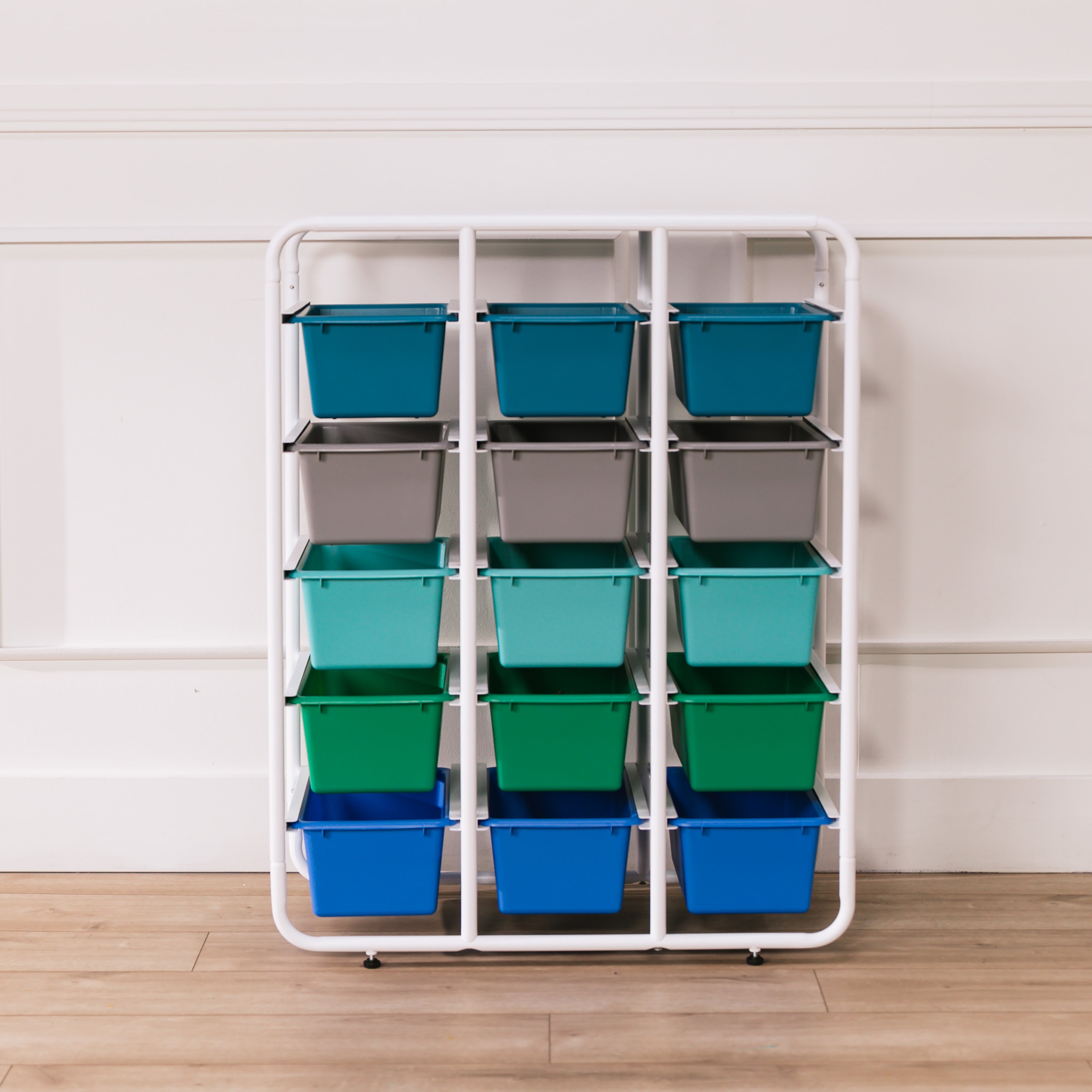 5-Tier Storage Rack with 15 Cubby Bins 5x3