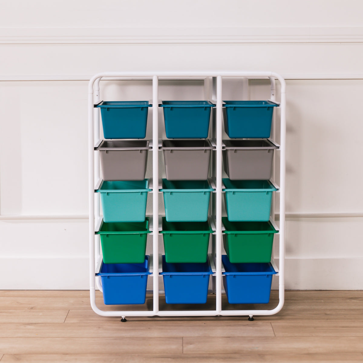 5-Tier Storage Rack with 15 Cubby Bins, 5x3