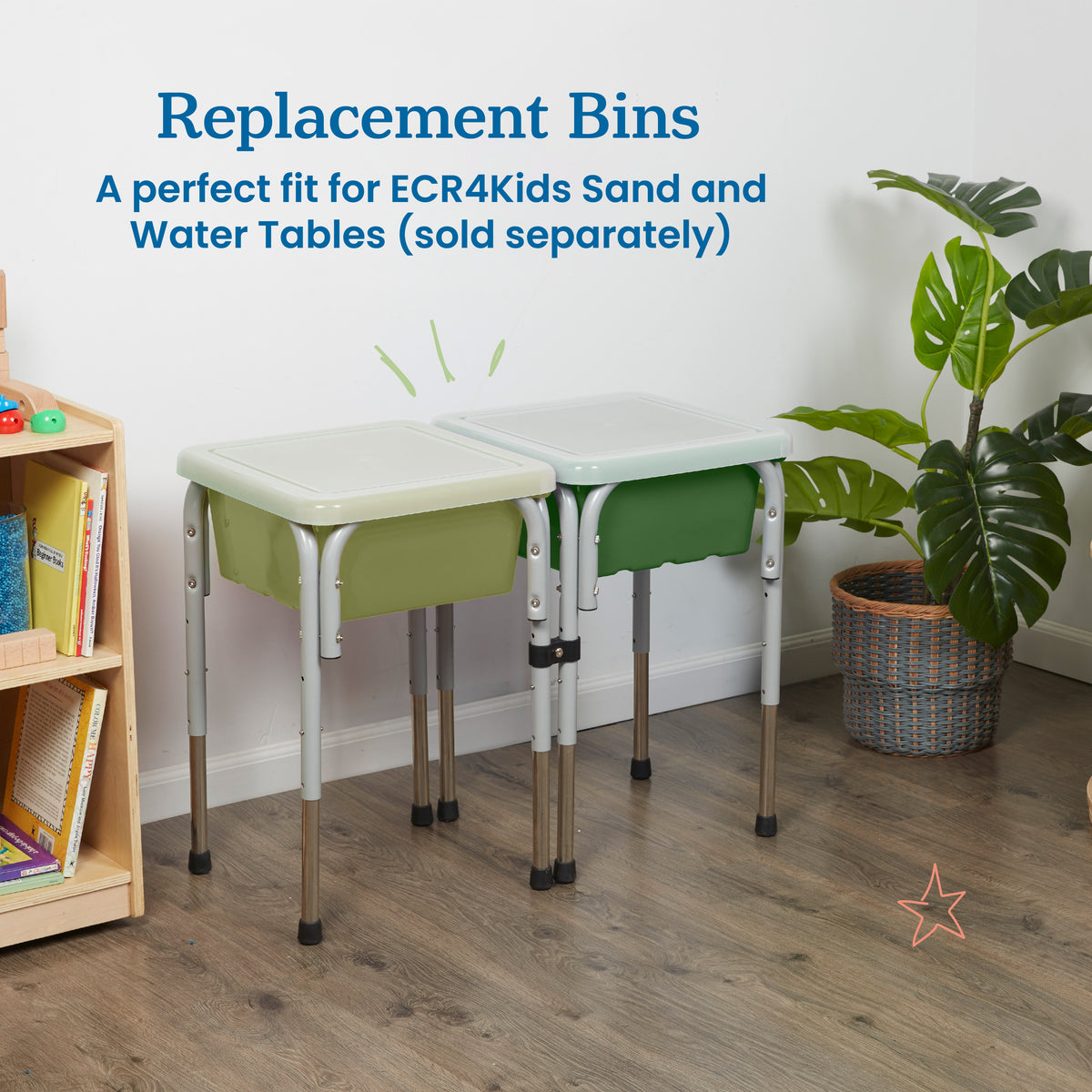 Stackable Square Bins with Non-Snap Lids, 2-Pack
