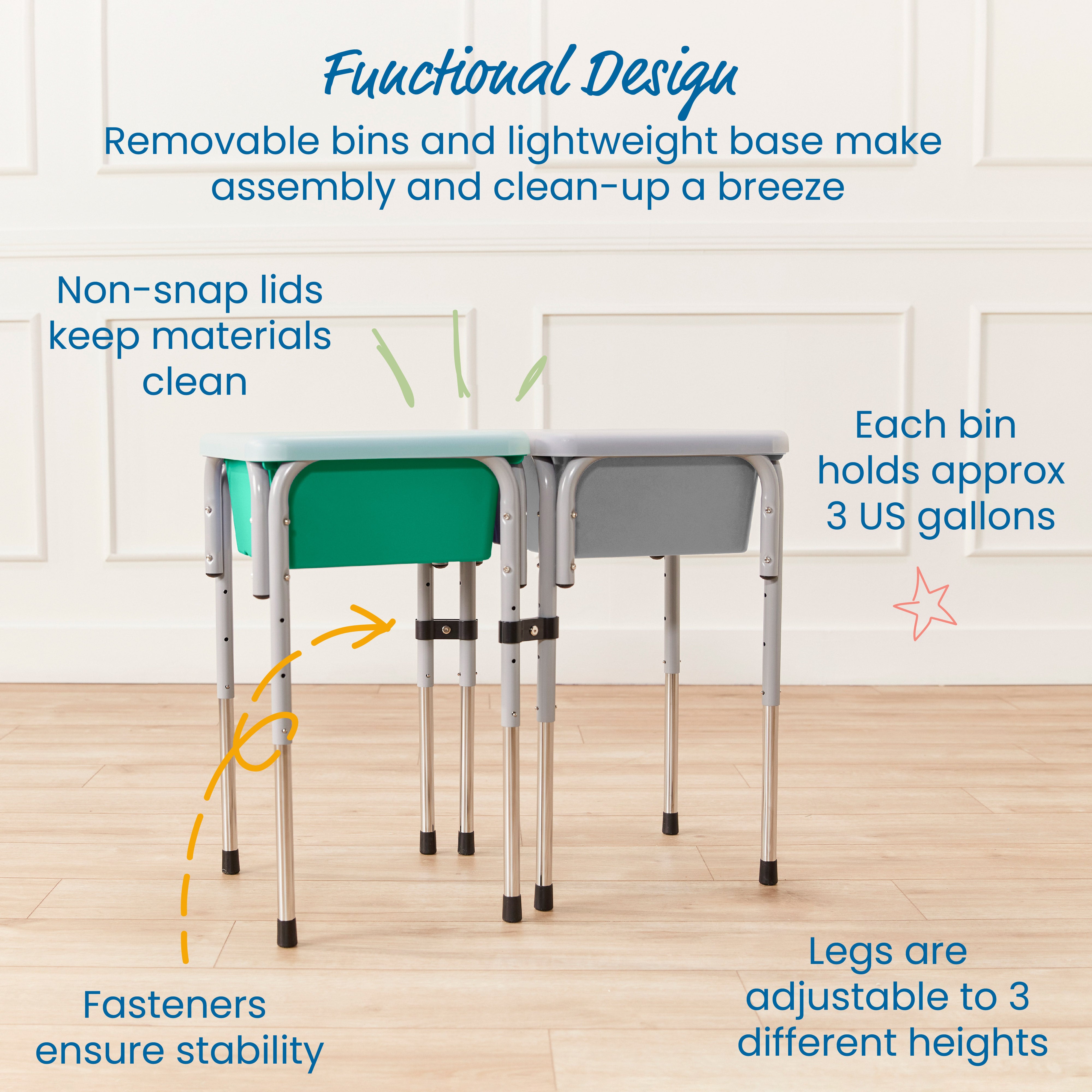 2-Station Sand and Water Adjustable Play Table, Sensory Bins