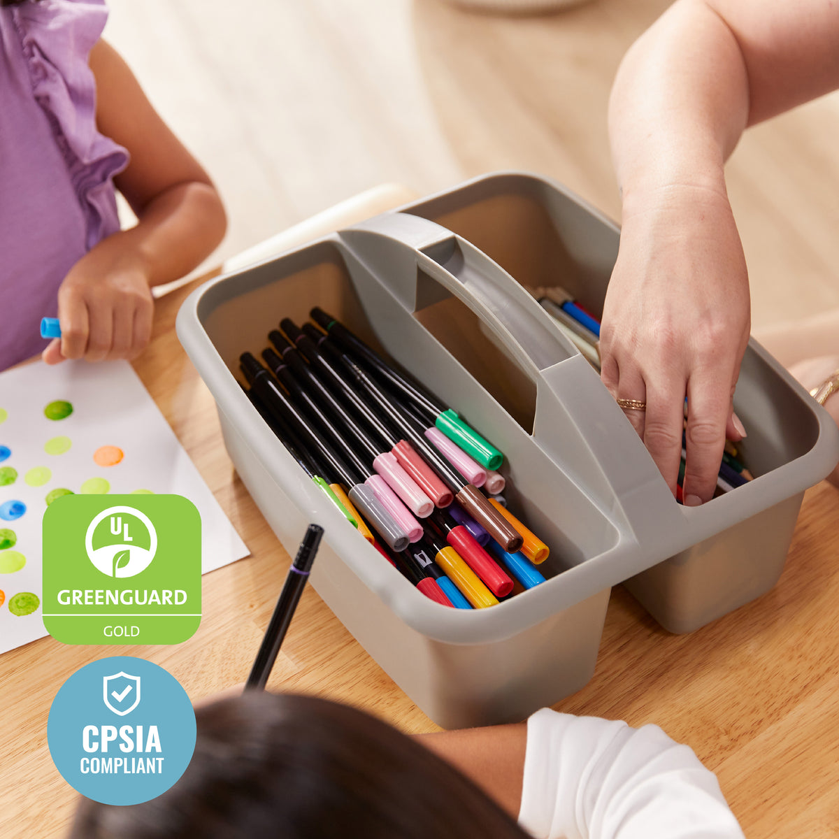 2-Compartment Large Plastic Caddy, 6-Pack