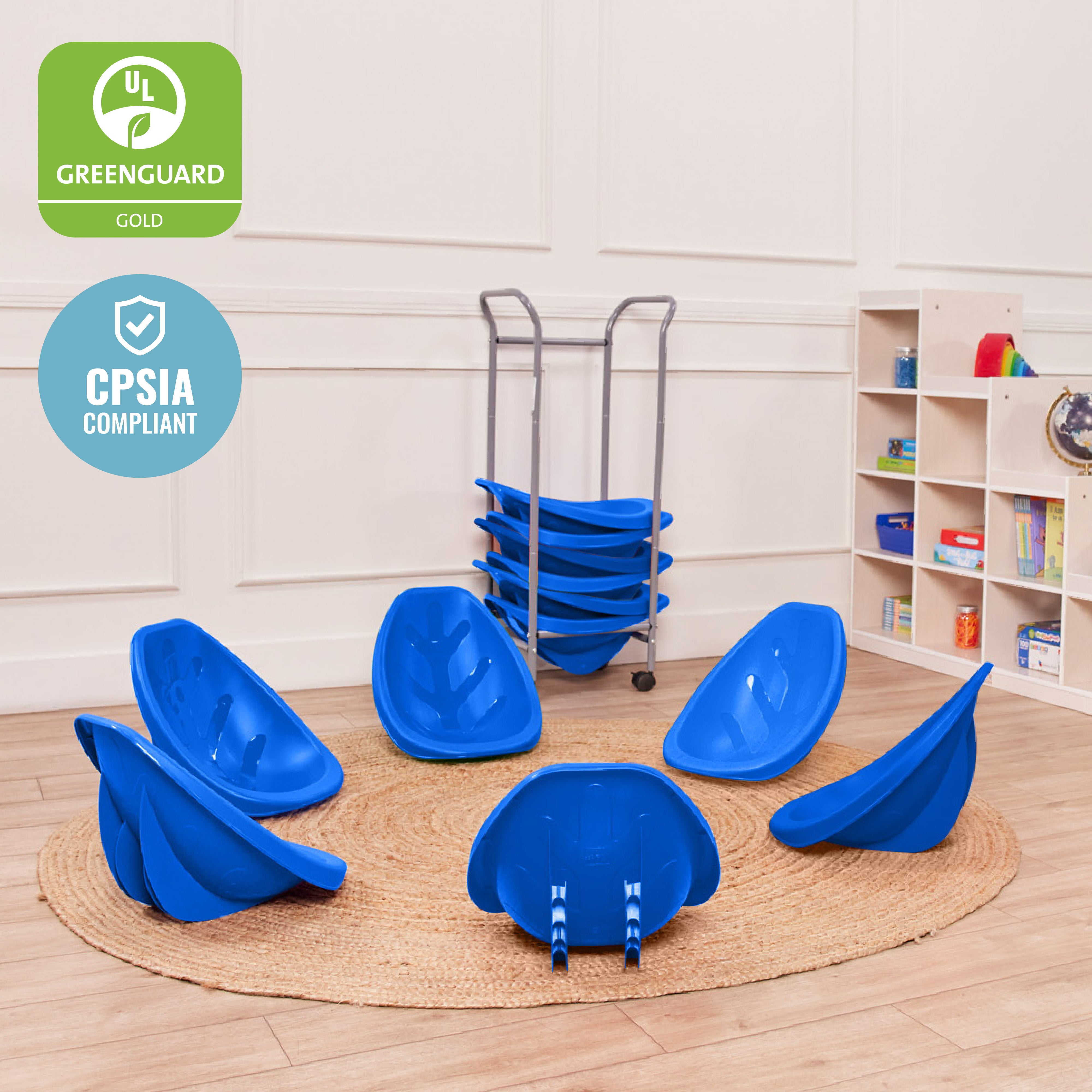 Mobile Leaf Seat Cart with 12 Leaf Floor Seats, Flexible Seating