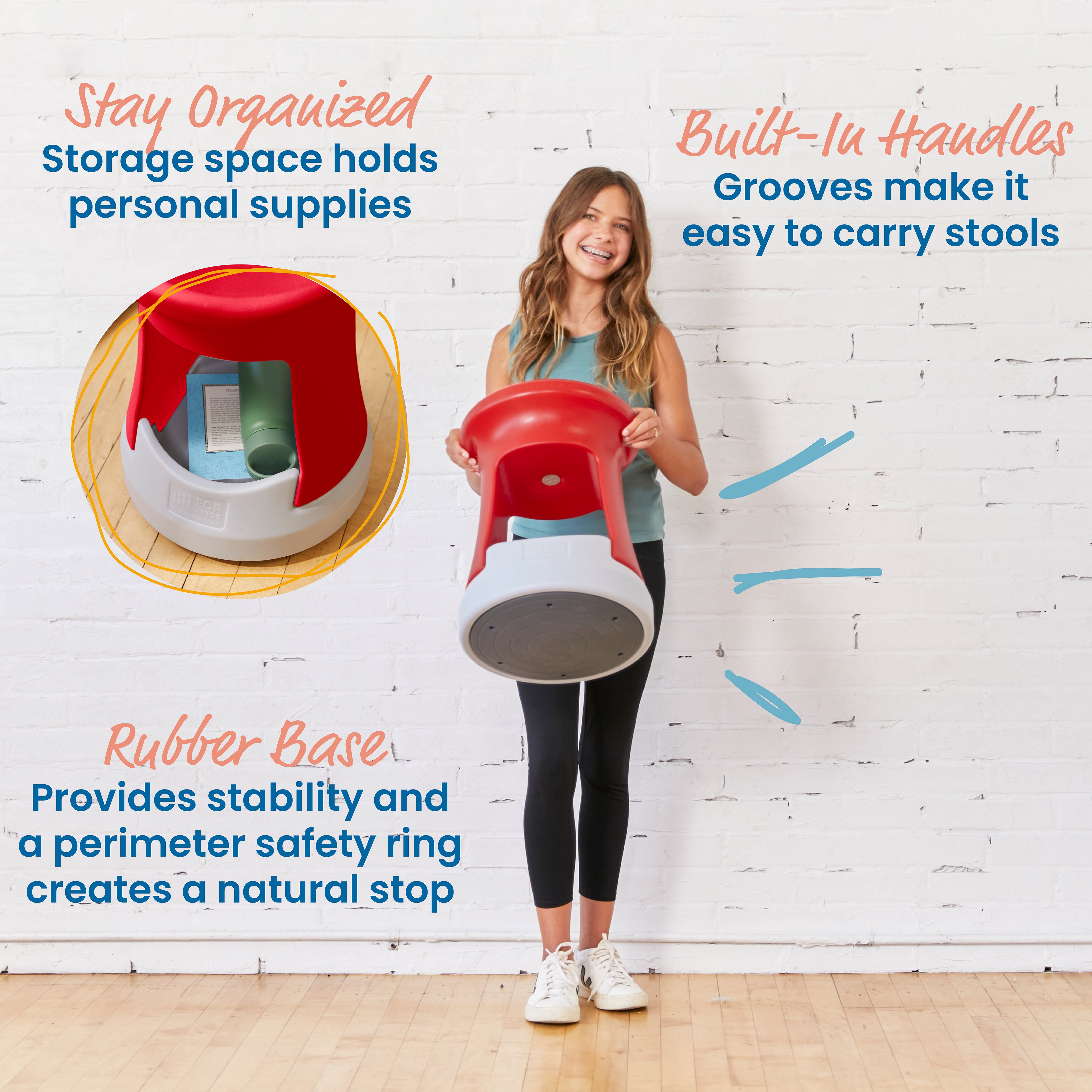 Storage Wobble Stool, 18in Seat Height