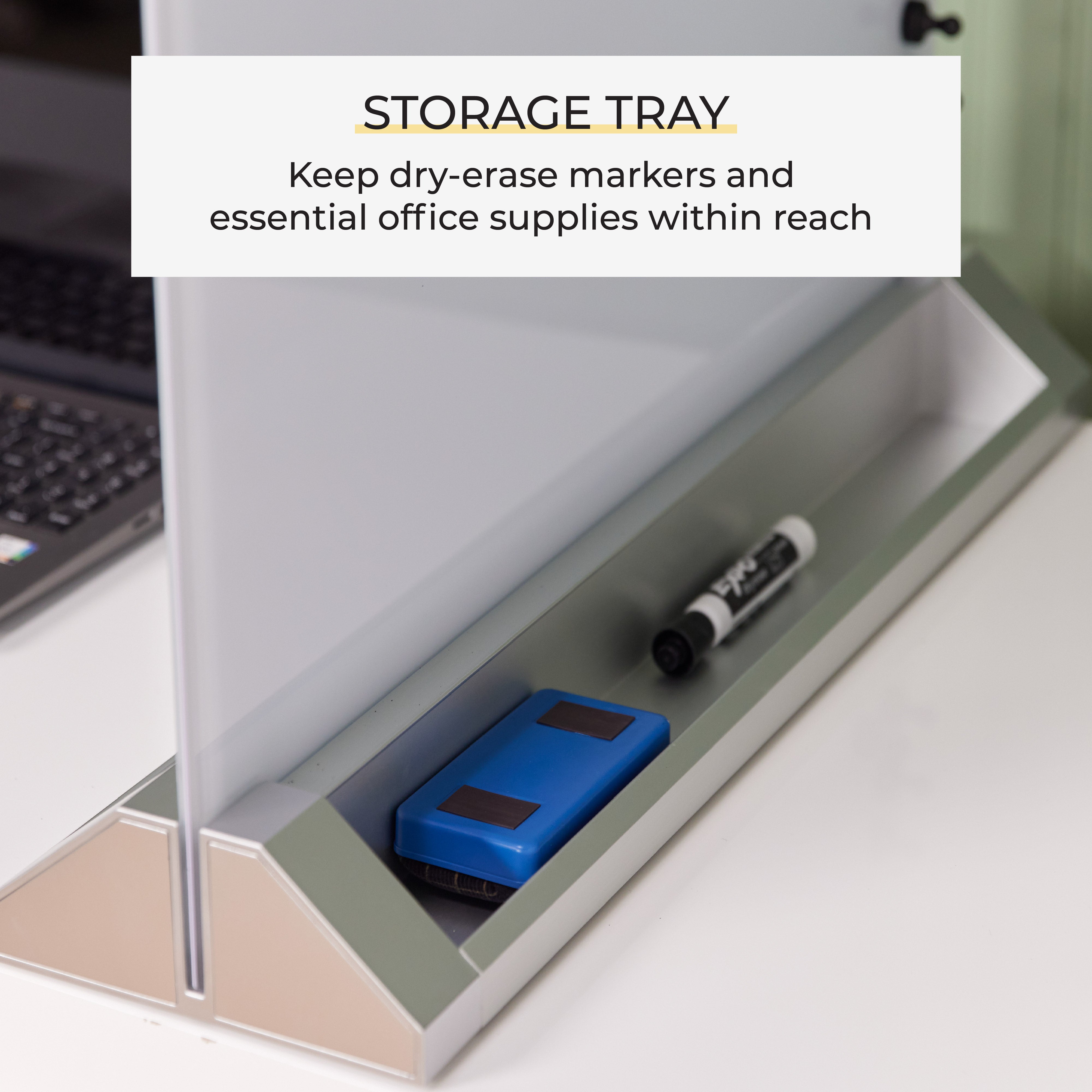 MessageStor Glass Magnetic Dry-Erase Board with Storage Stand and Magnets