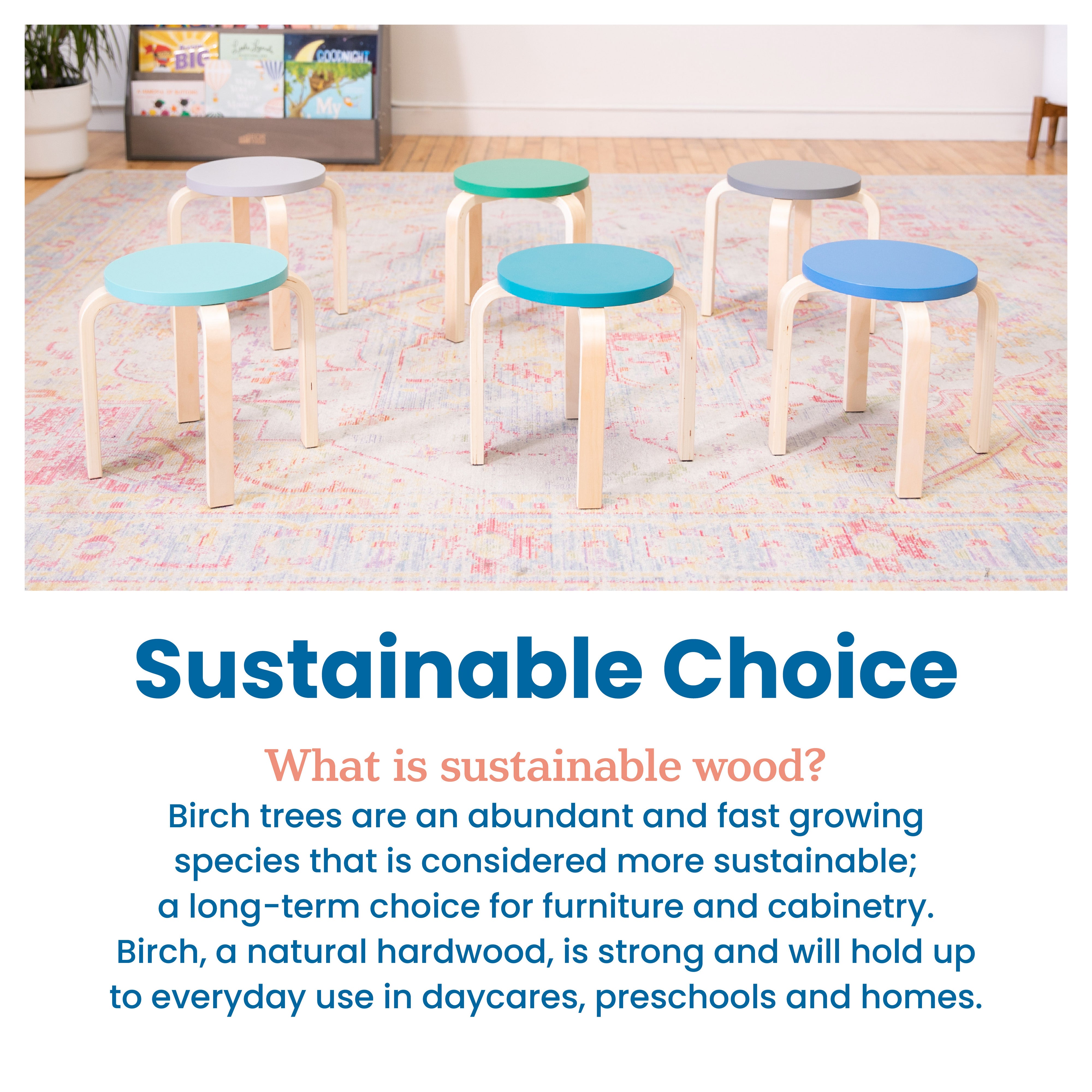 Bentwood Stackable Stools, 6-Piece