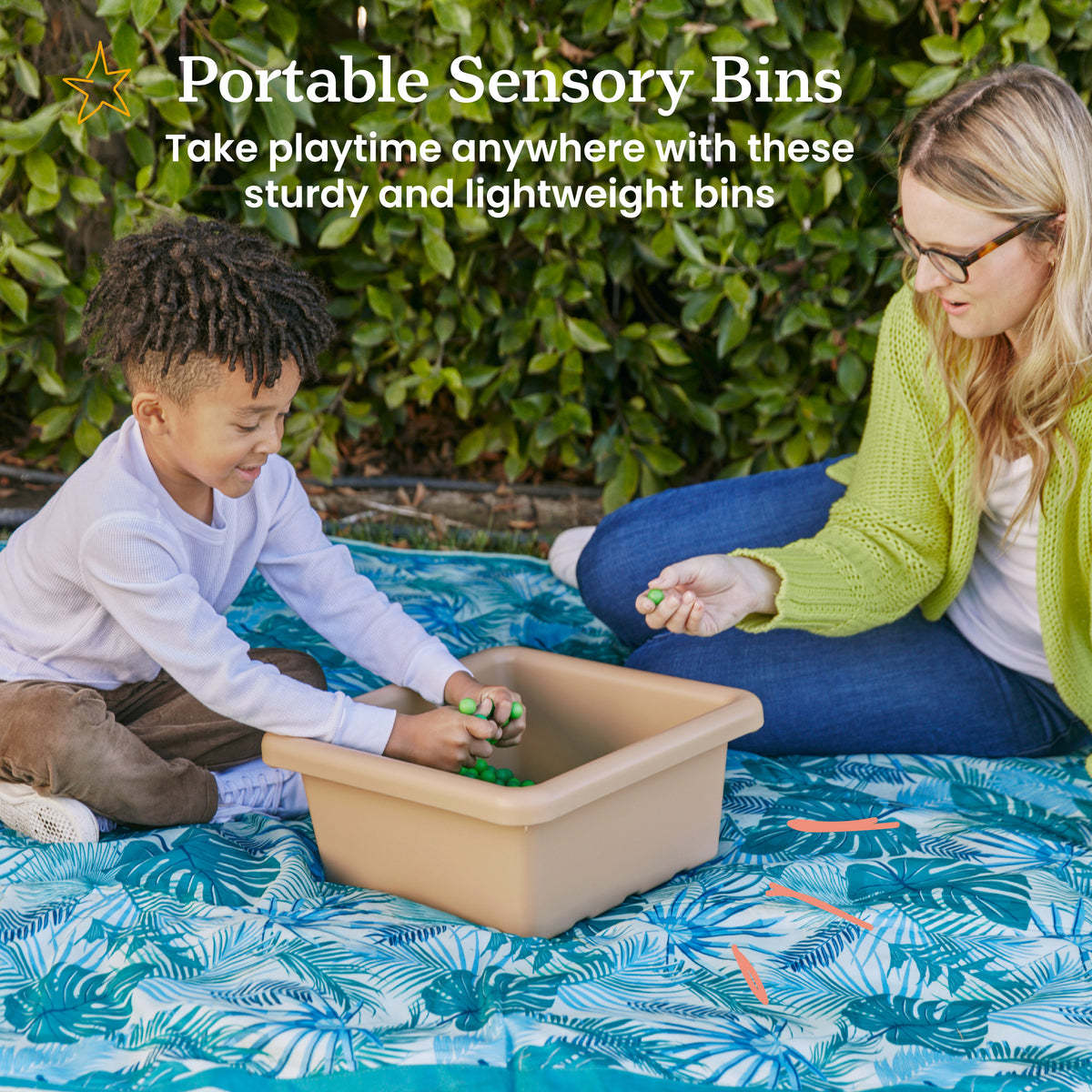 Stackable Square Bins with Non-Snap Lids, 2-Pack