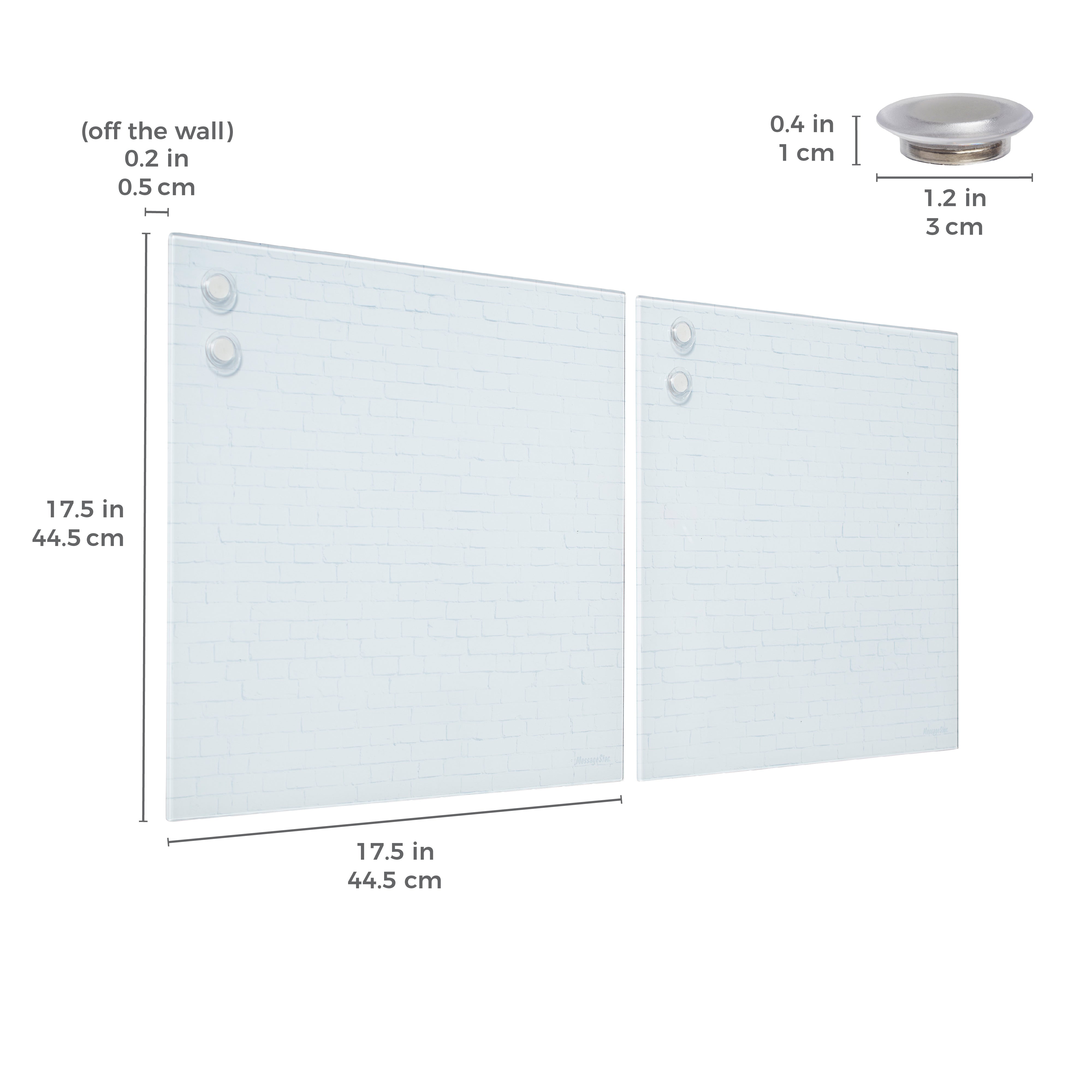 MessageStor Magnetic Dry-Erase Glass Board with Magnets, 17.5in x 17.5in, 2-Pack