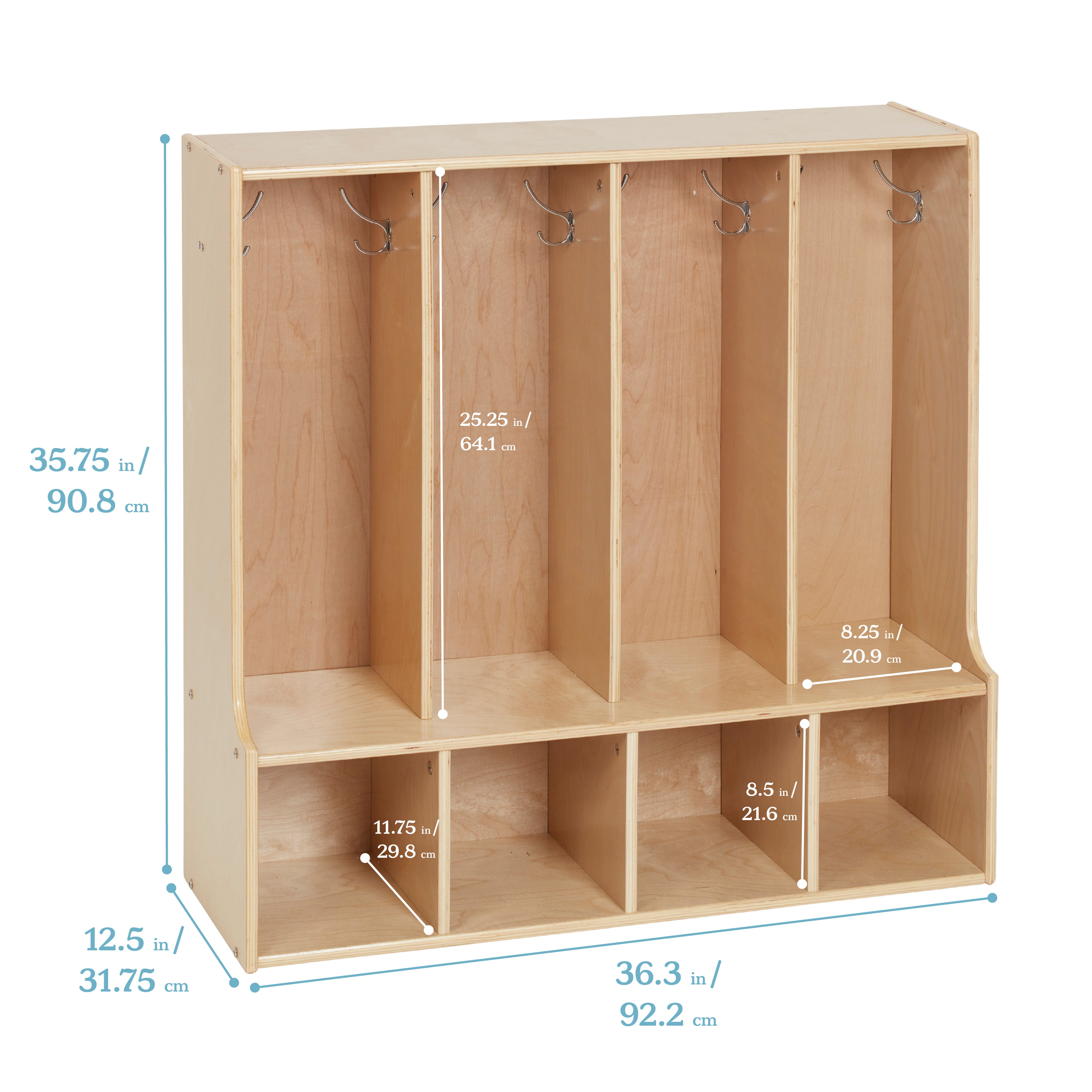 Streamline 4-Section Coat Locker with Bench, Toddler Size