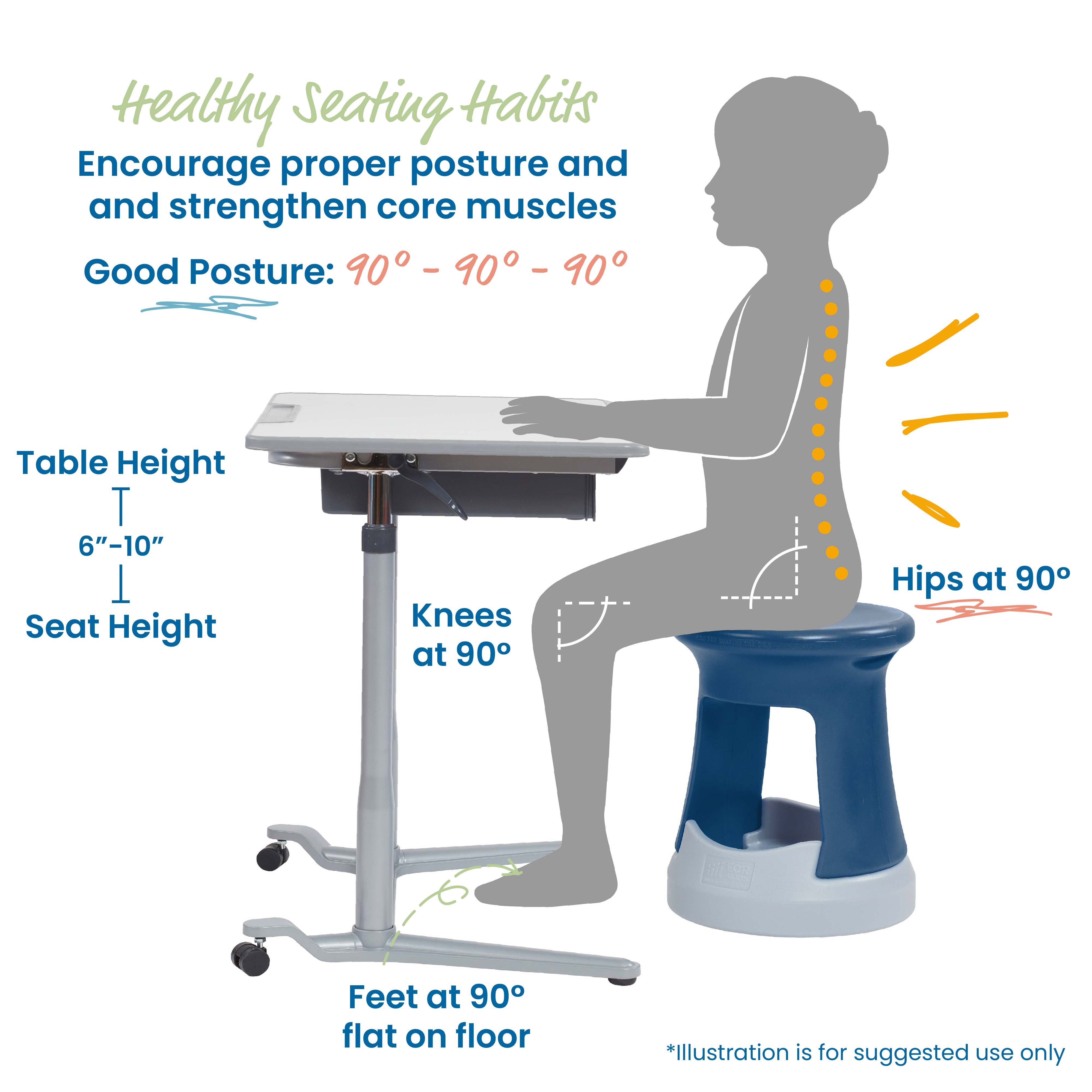 Storage Wobble Stool, 18in Seat Height