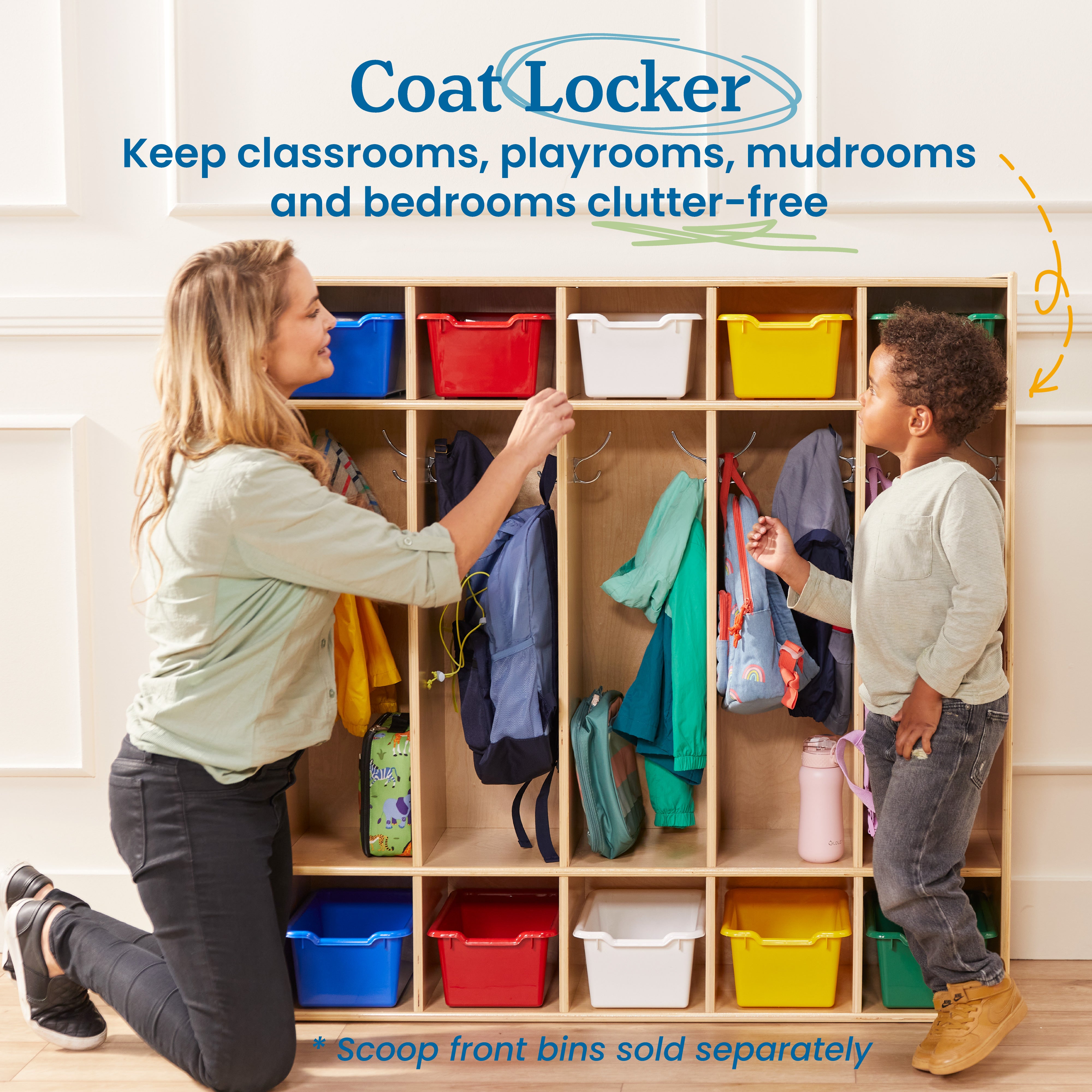 Streamline 5-Section Coat Locker with Cubby Storage Compartments