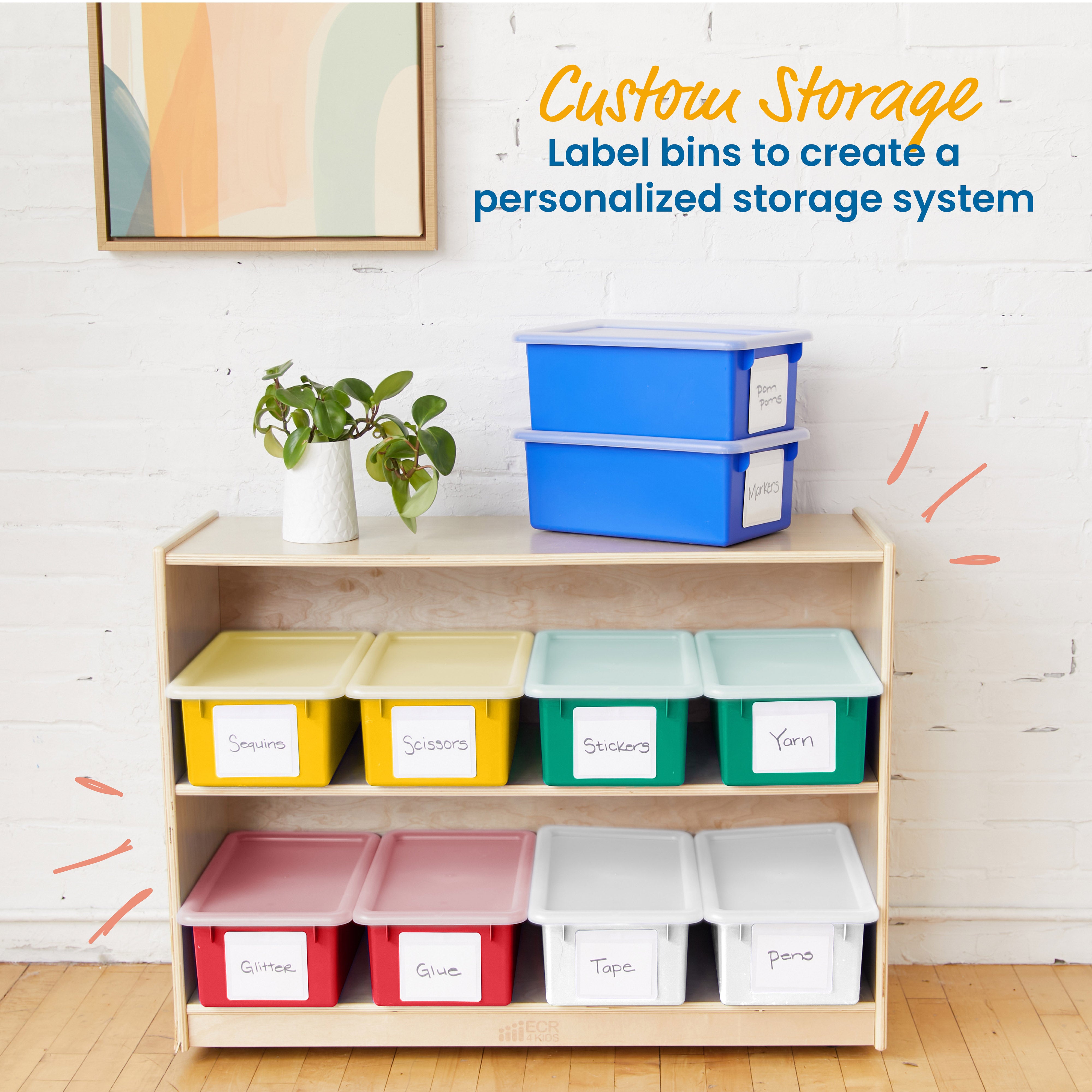 Cubby Storage Bin with Lid, 10-Piece