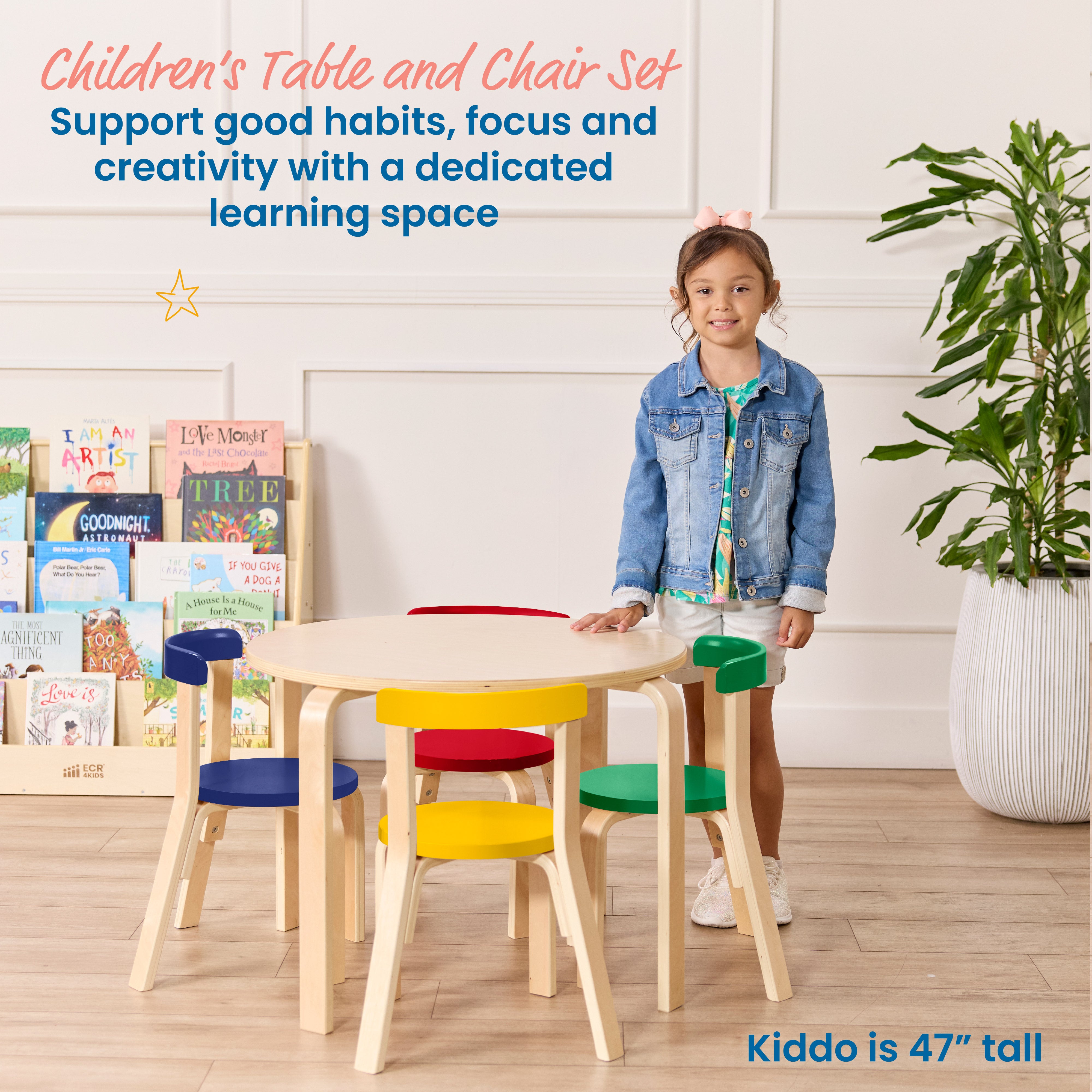 Bentwood Table and Curved Back Chair Set, 5-Piece