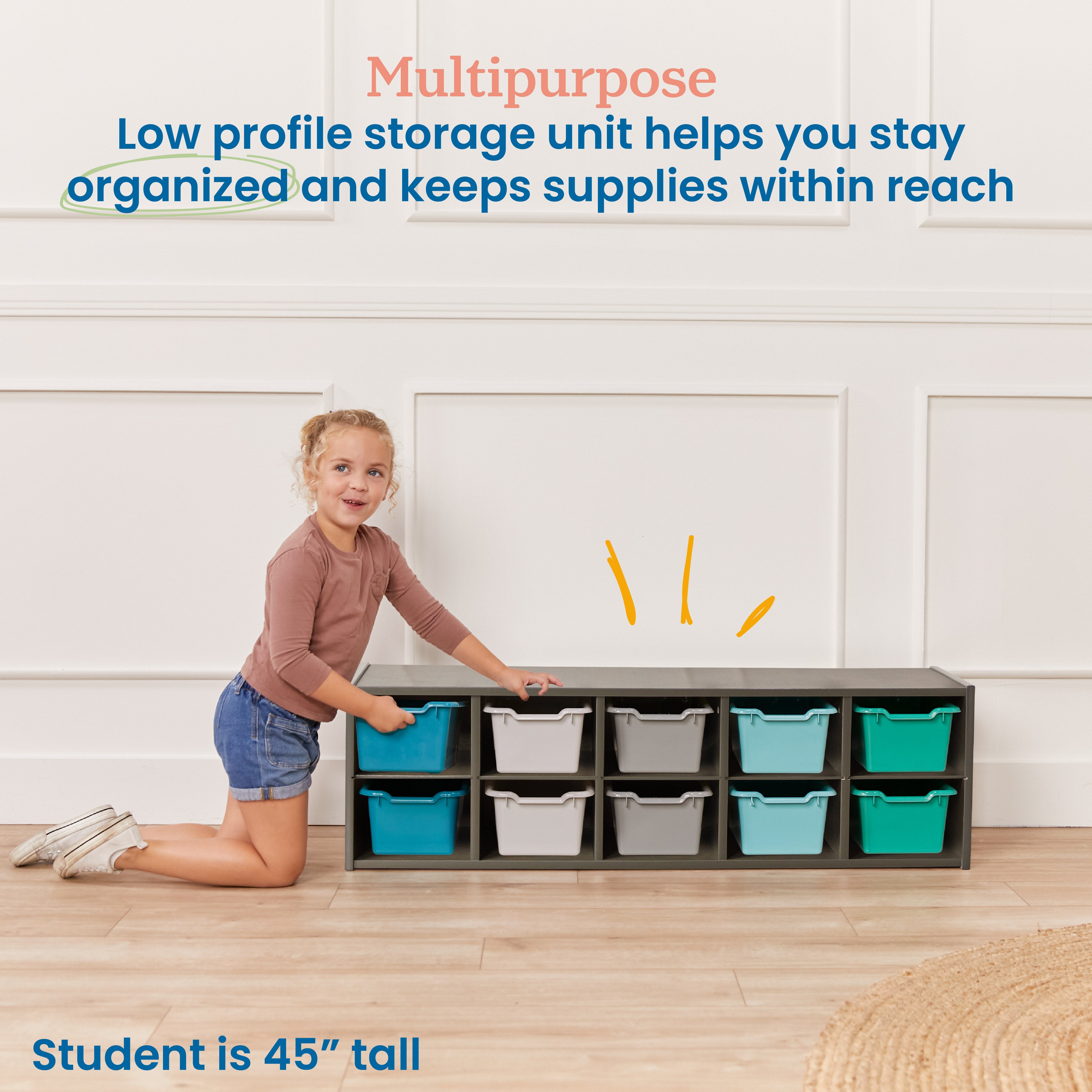Streamline 10 Cubby Tray Cabinet and 10 Scoop Front Bins, 2x5