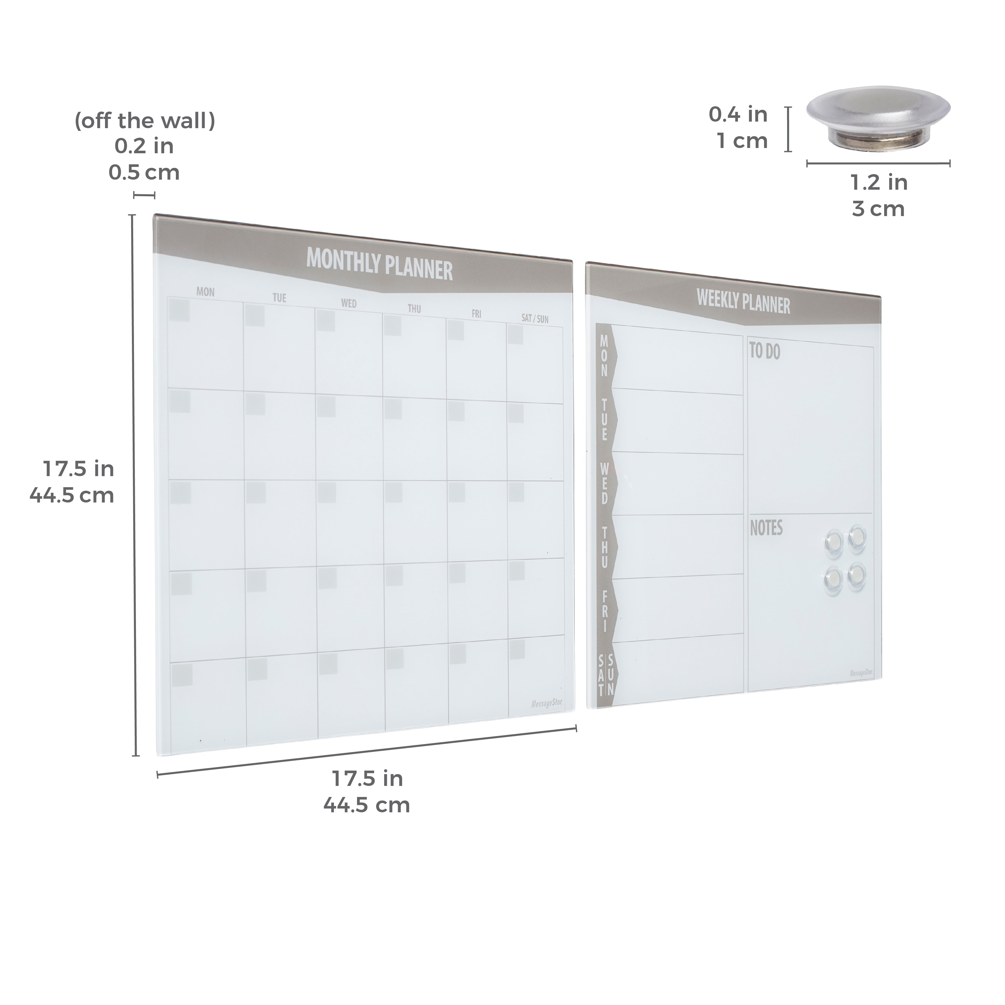 MessageStor Magnetic Dry-Erase Glass Board with Magnets, 17.5in x 17.5in, 2-Pack