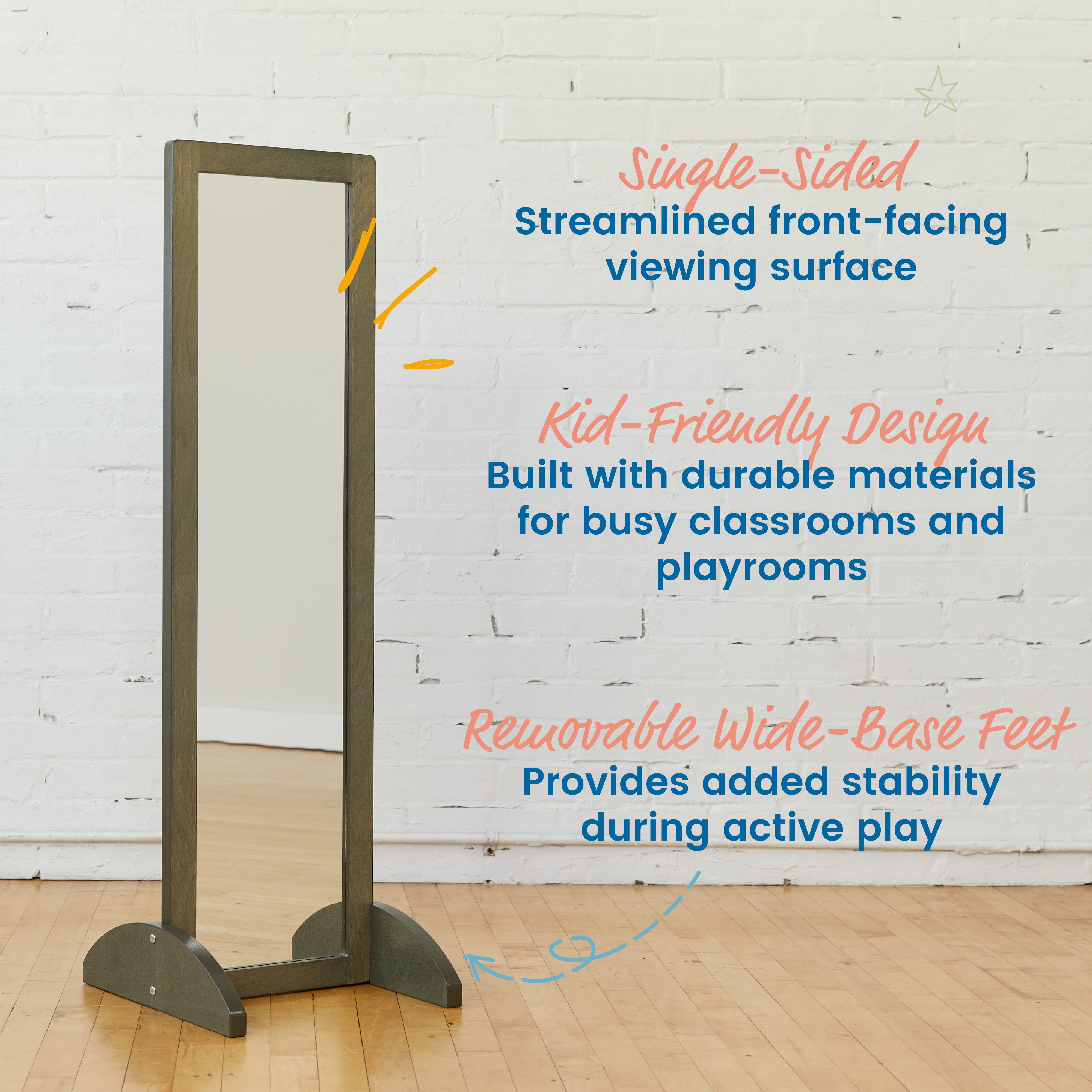 Wooden Single-Sided Bi-Directional Mirror