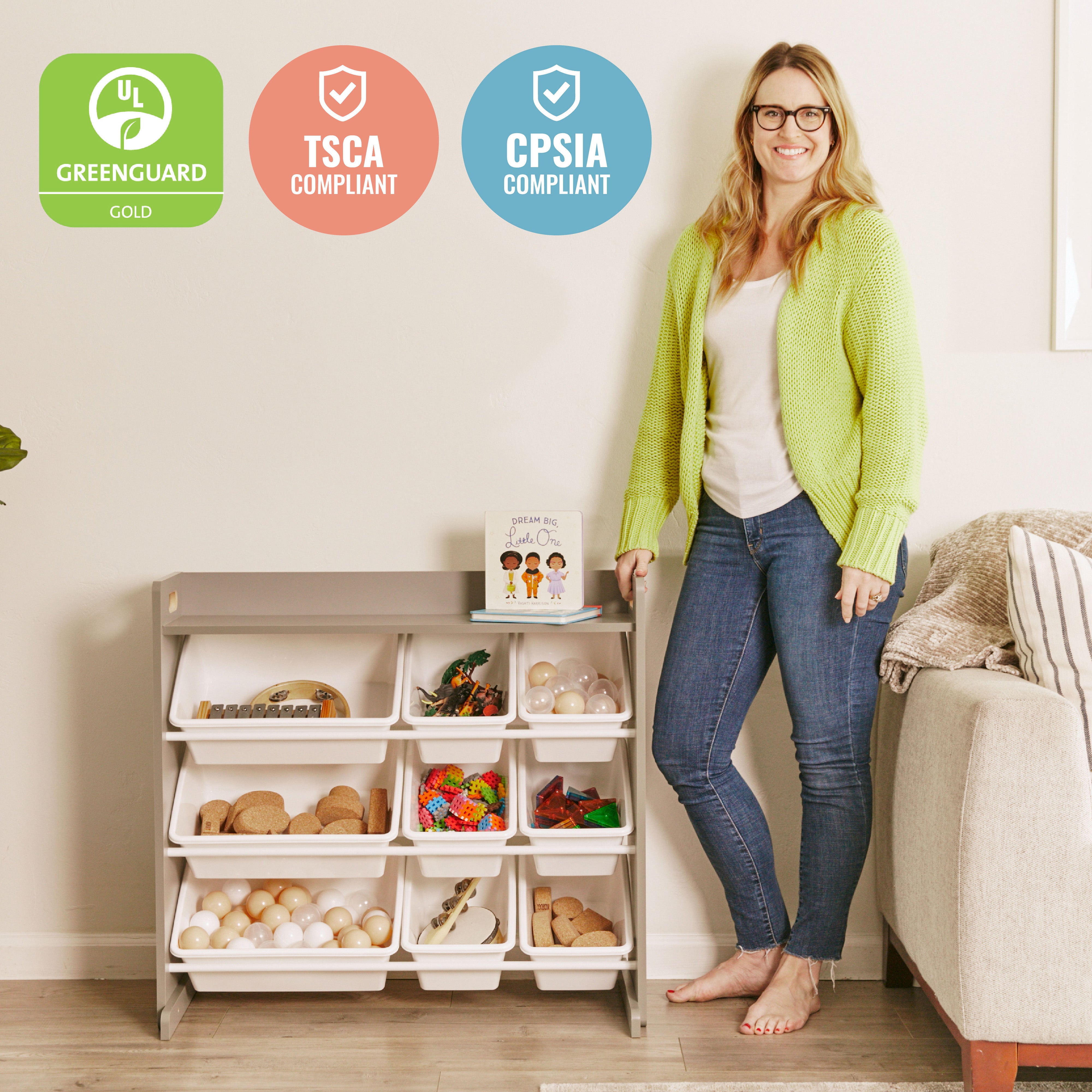 3-Tier Organizer with Shelf and 9 Bins