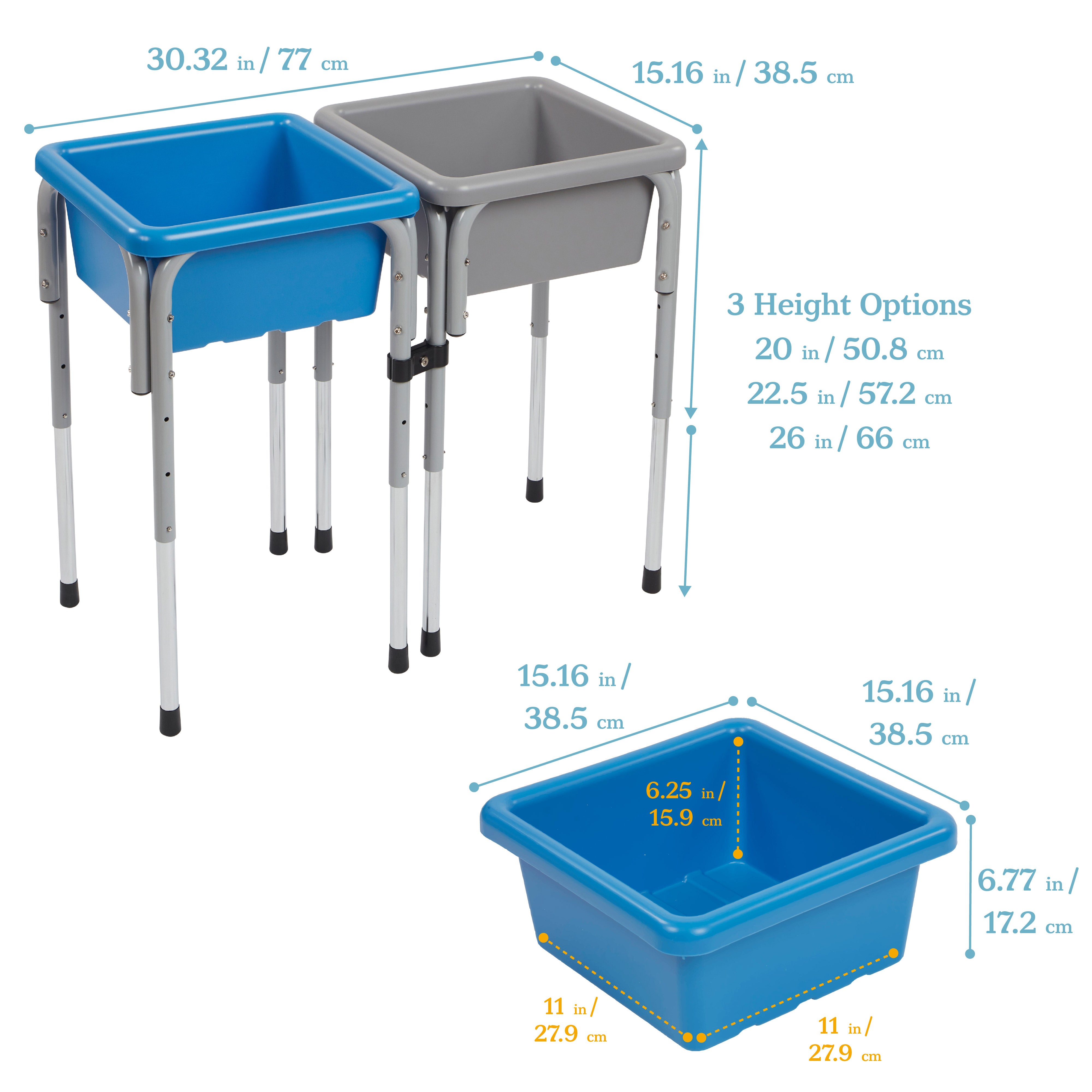 2-Station Sand and Water Adjustable Play Table, Sensory Bins