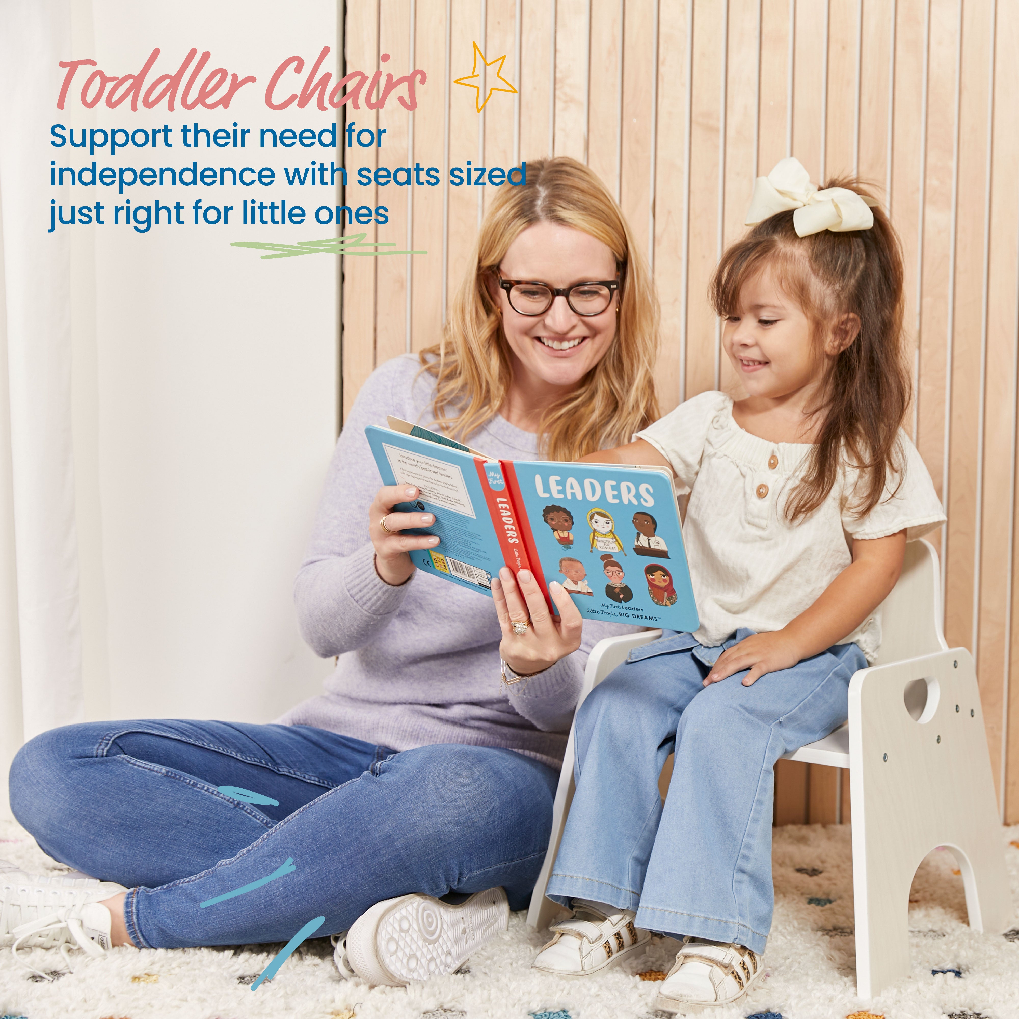 Stackable Wooden Toddler Chair, 10in, 2-Pack