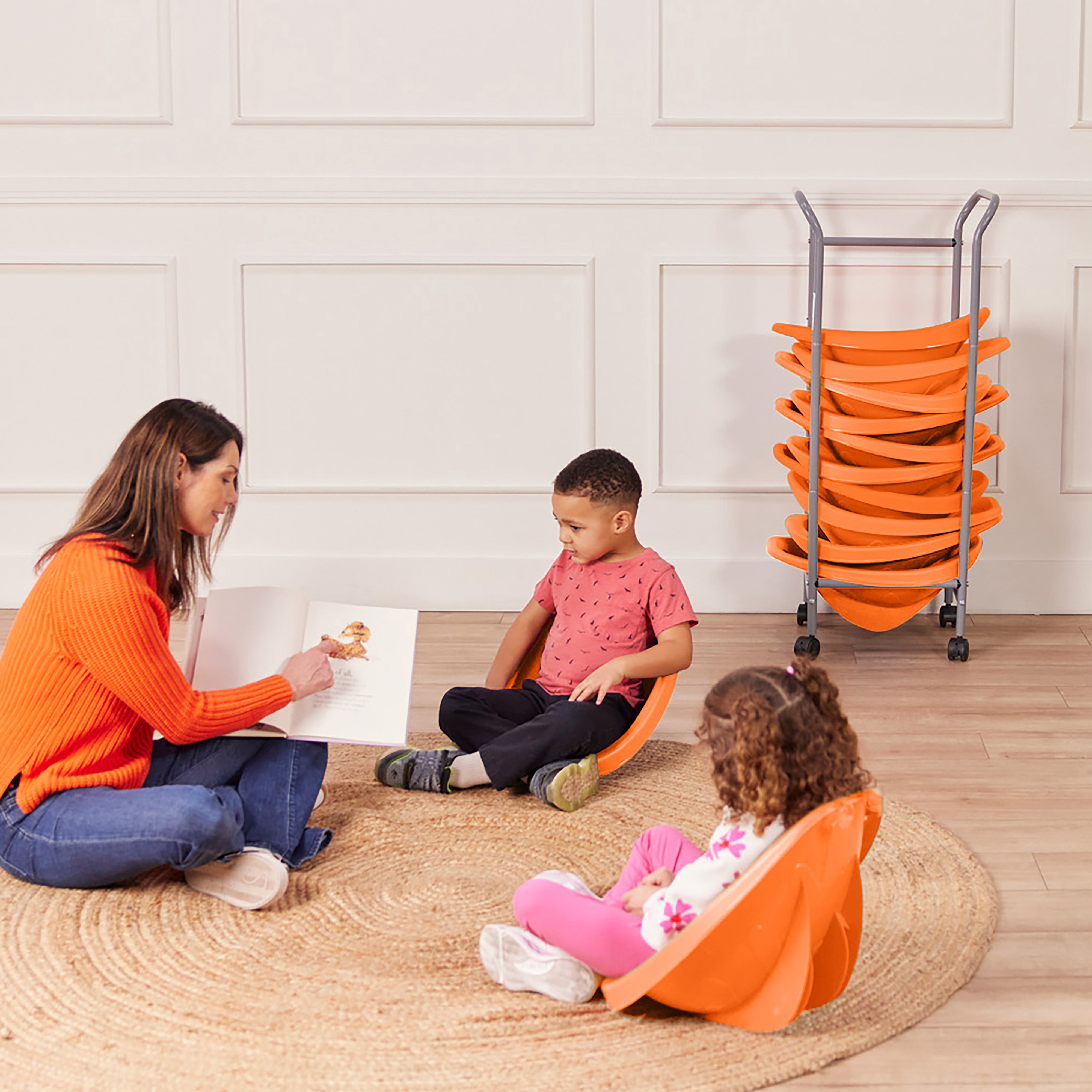 Mobile Leaf Seat Cart with 12 Leaf Floor Seats, Flexible Seating