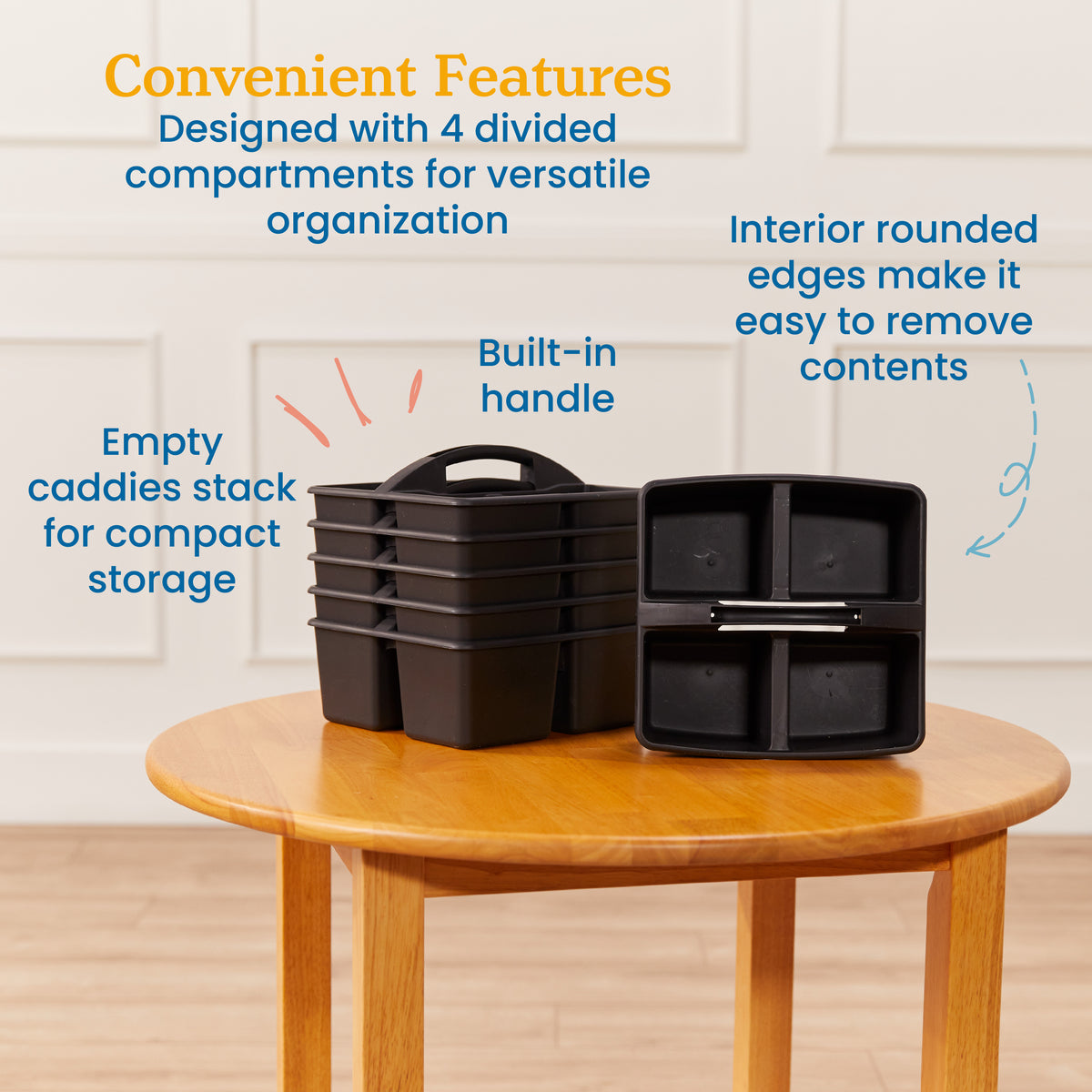 4-Compartment Medium Plastic Caddy, 6-Pack