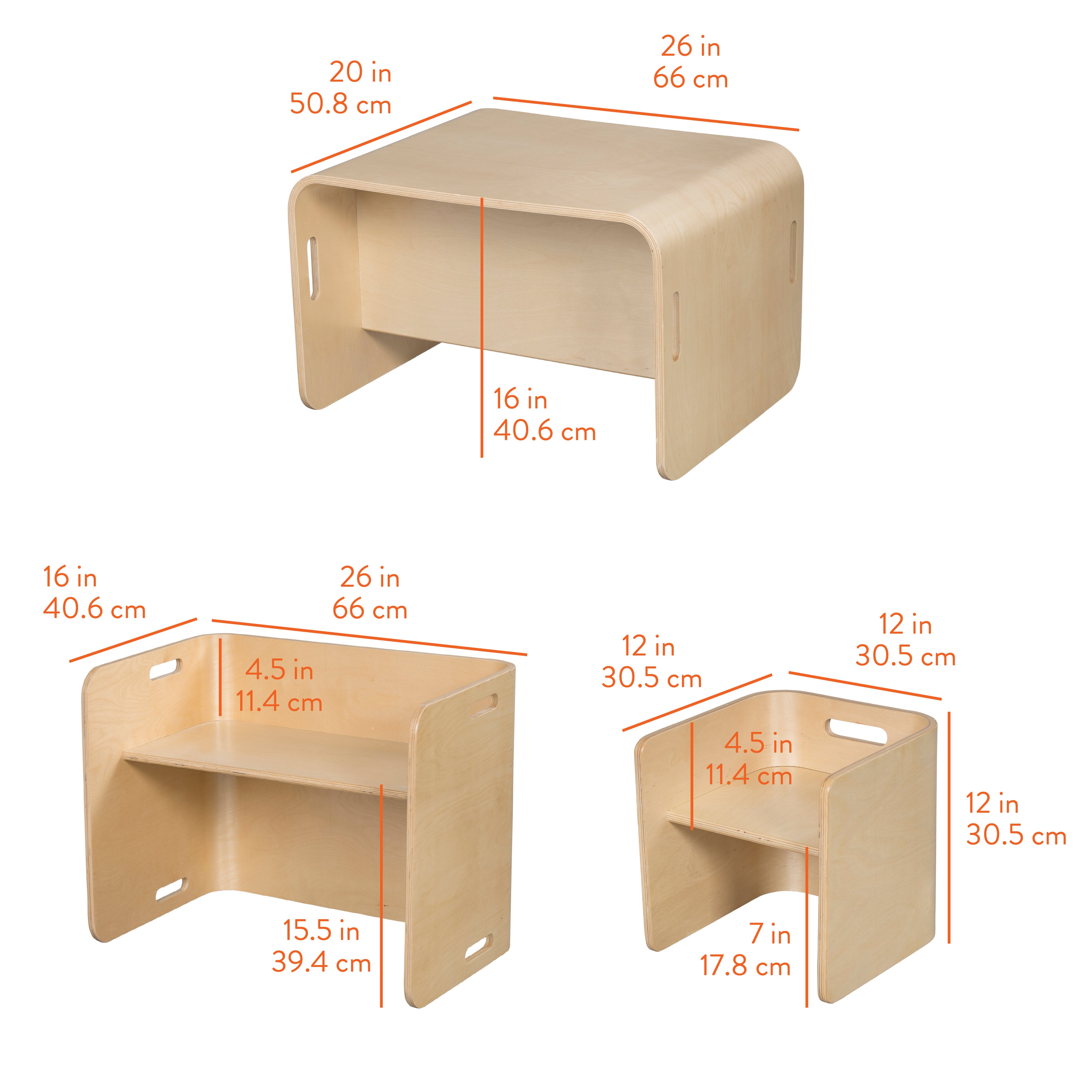 Bentwood Adaptable Kids Table and Chairs Set, 3-Piece