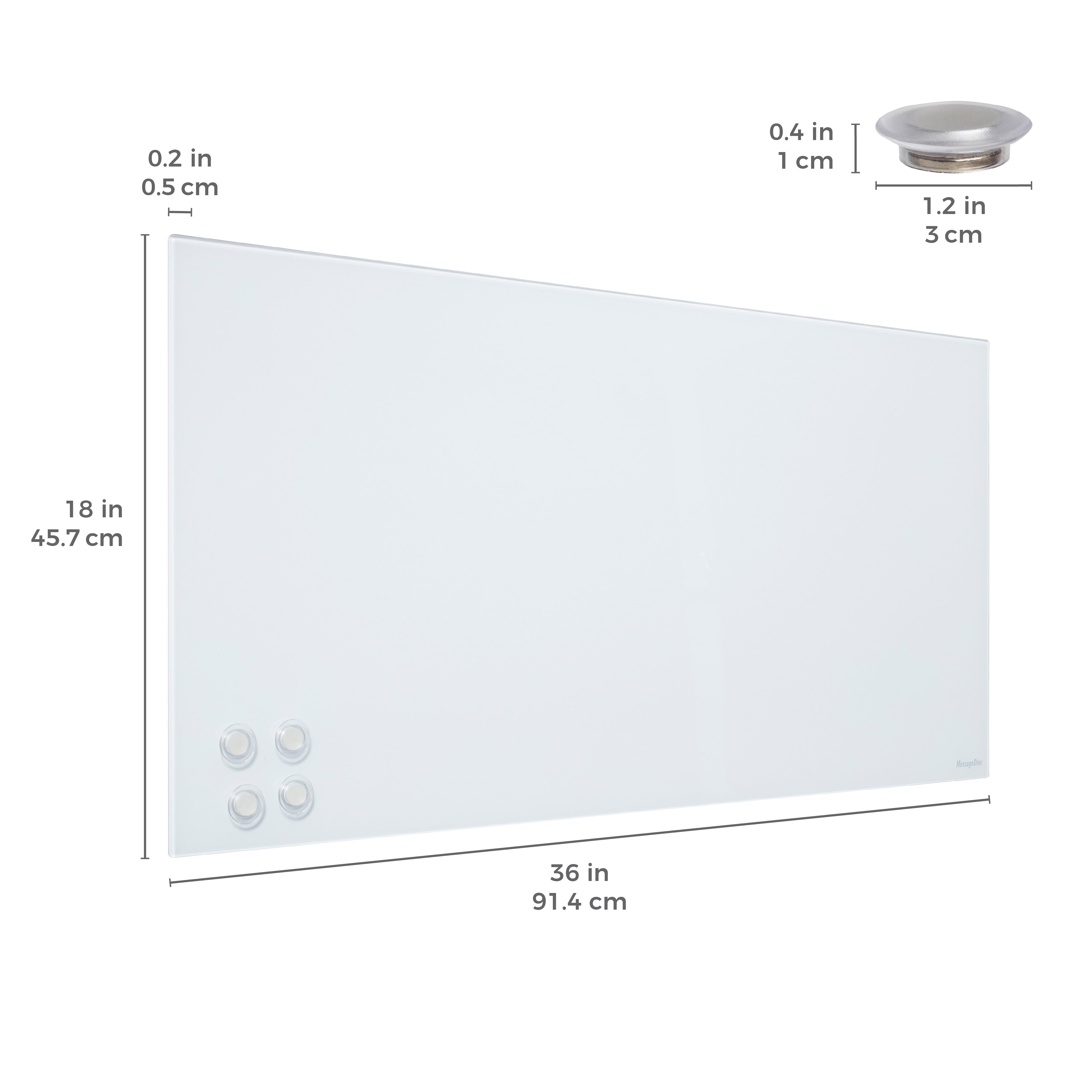 MessageStor Magnetic Dry-Erase Glass Board with Magnets, 18in x 36in