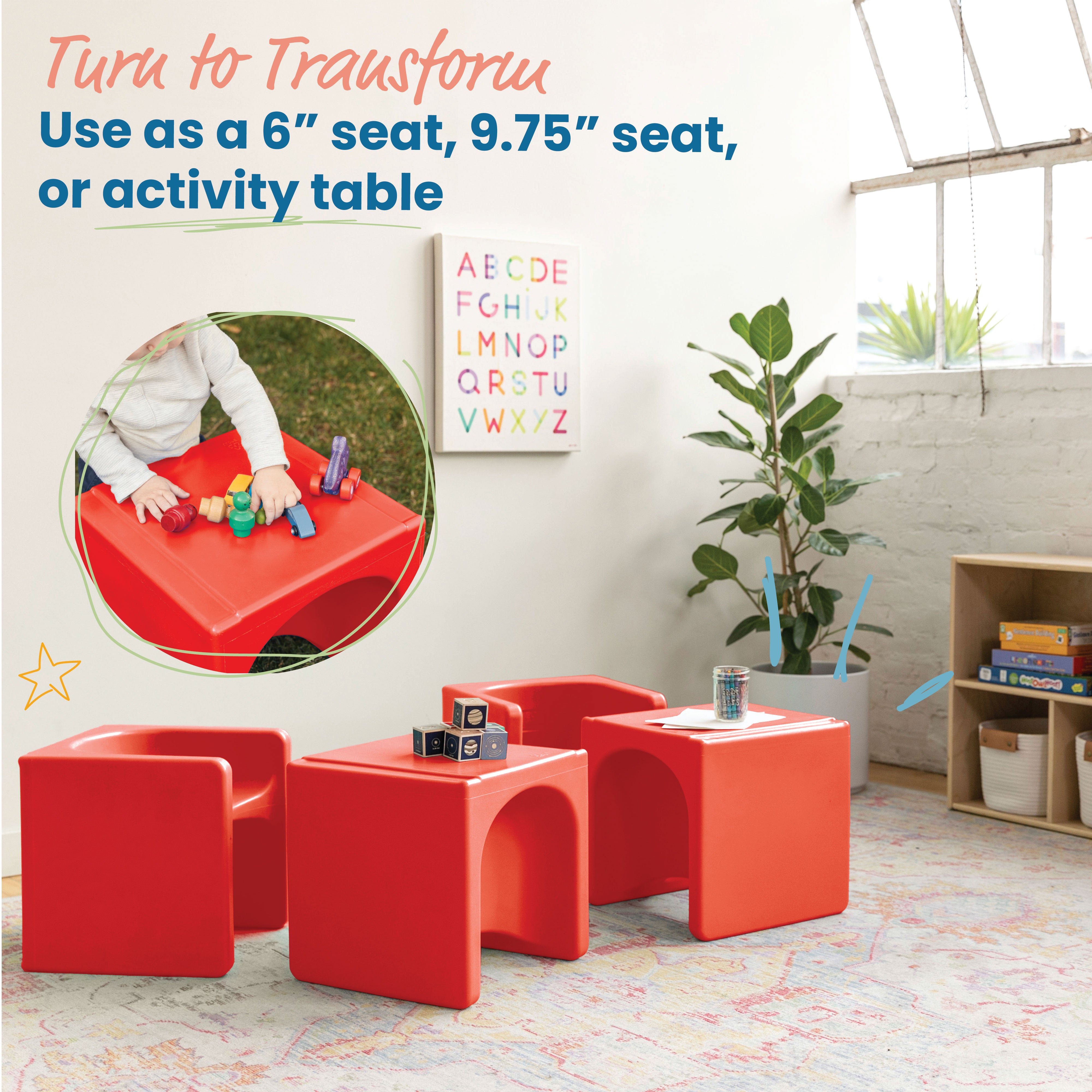 Tri-Me 3-In-1 Cube Chair, Kids Furniture