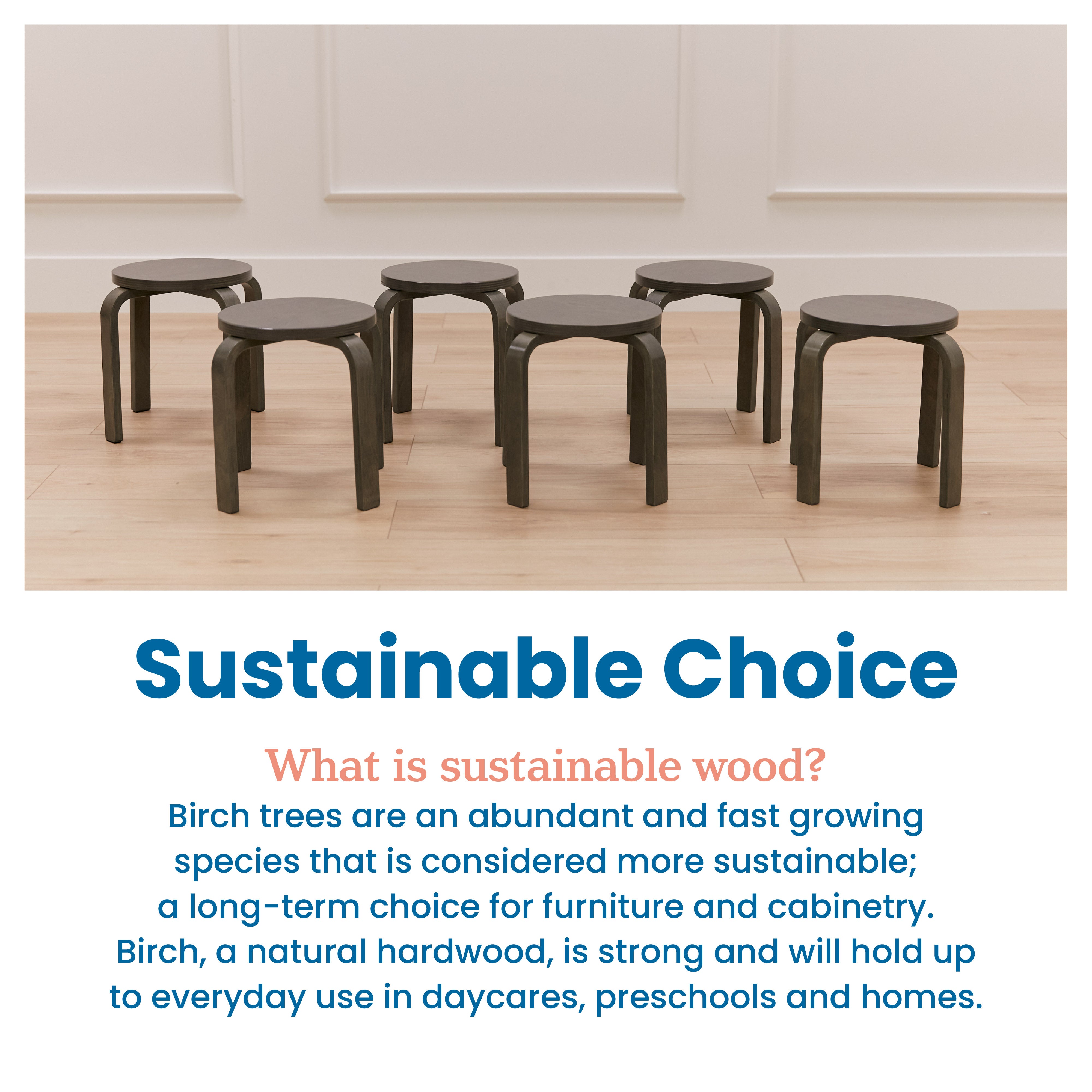 Bentwood Stackable Stools, 6-Piece