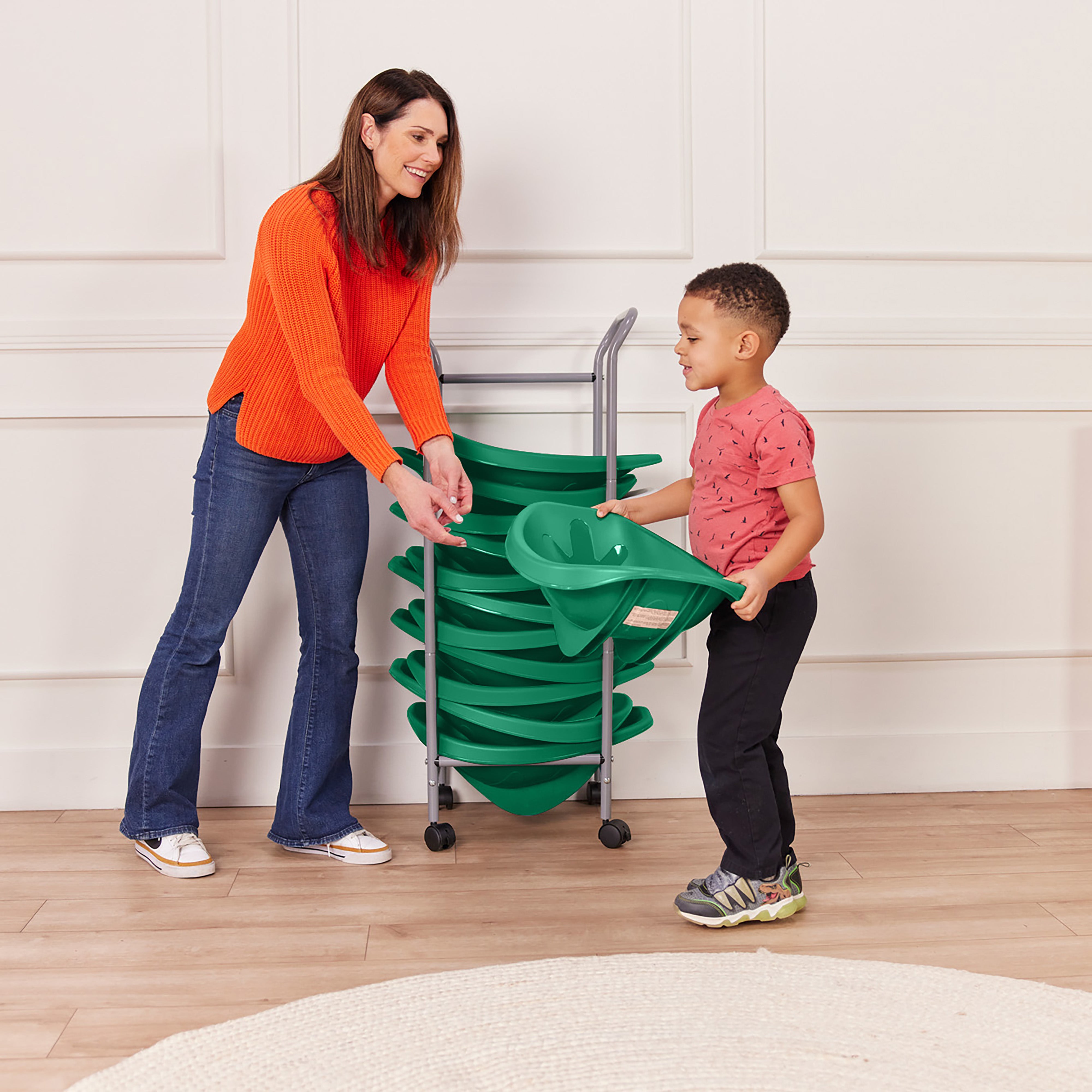 Mobile Leaf Seat Cart with 12 Leaf Floor Seats, Flexible Seating
