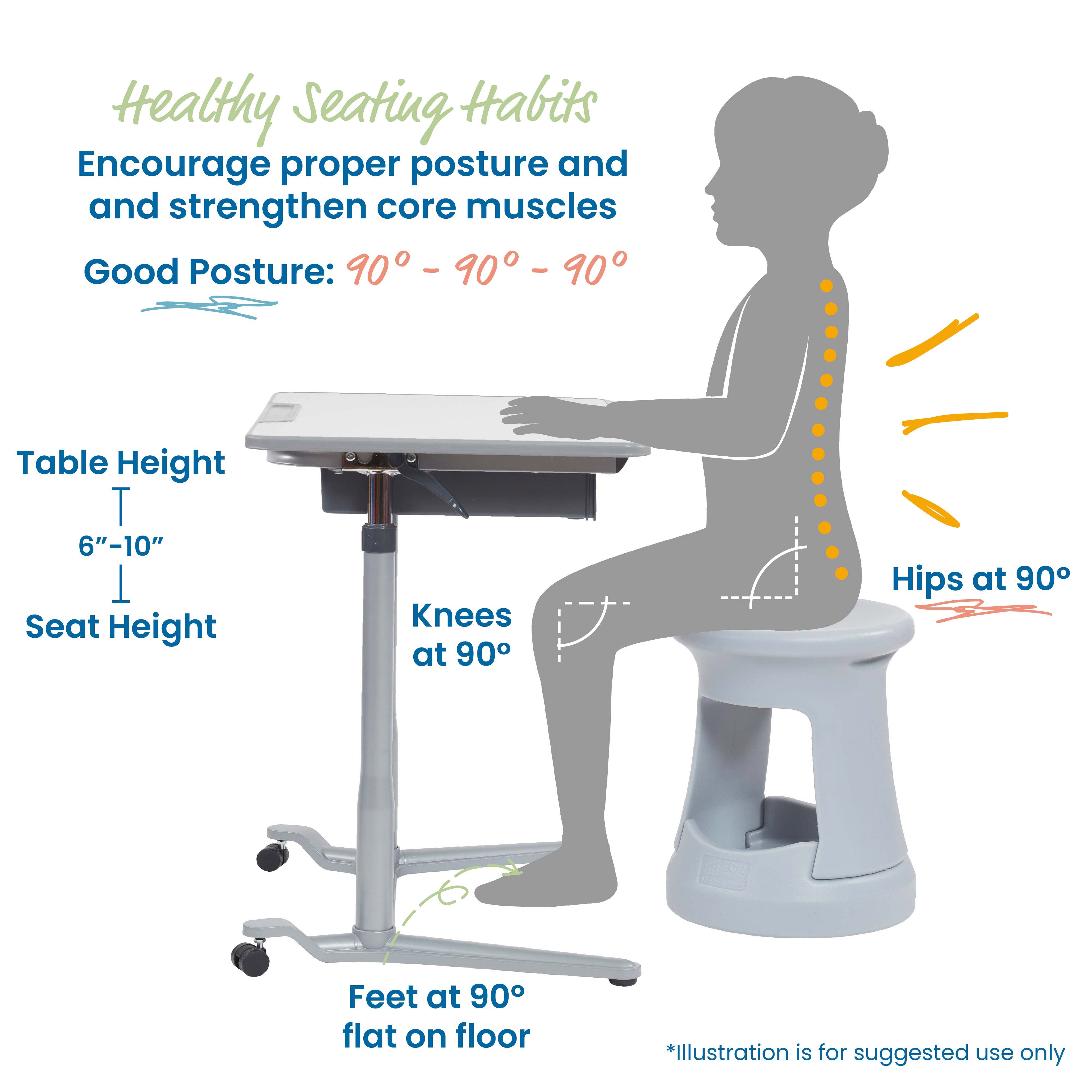 Storage Wobble Stool, 18in Seat Height