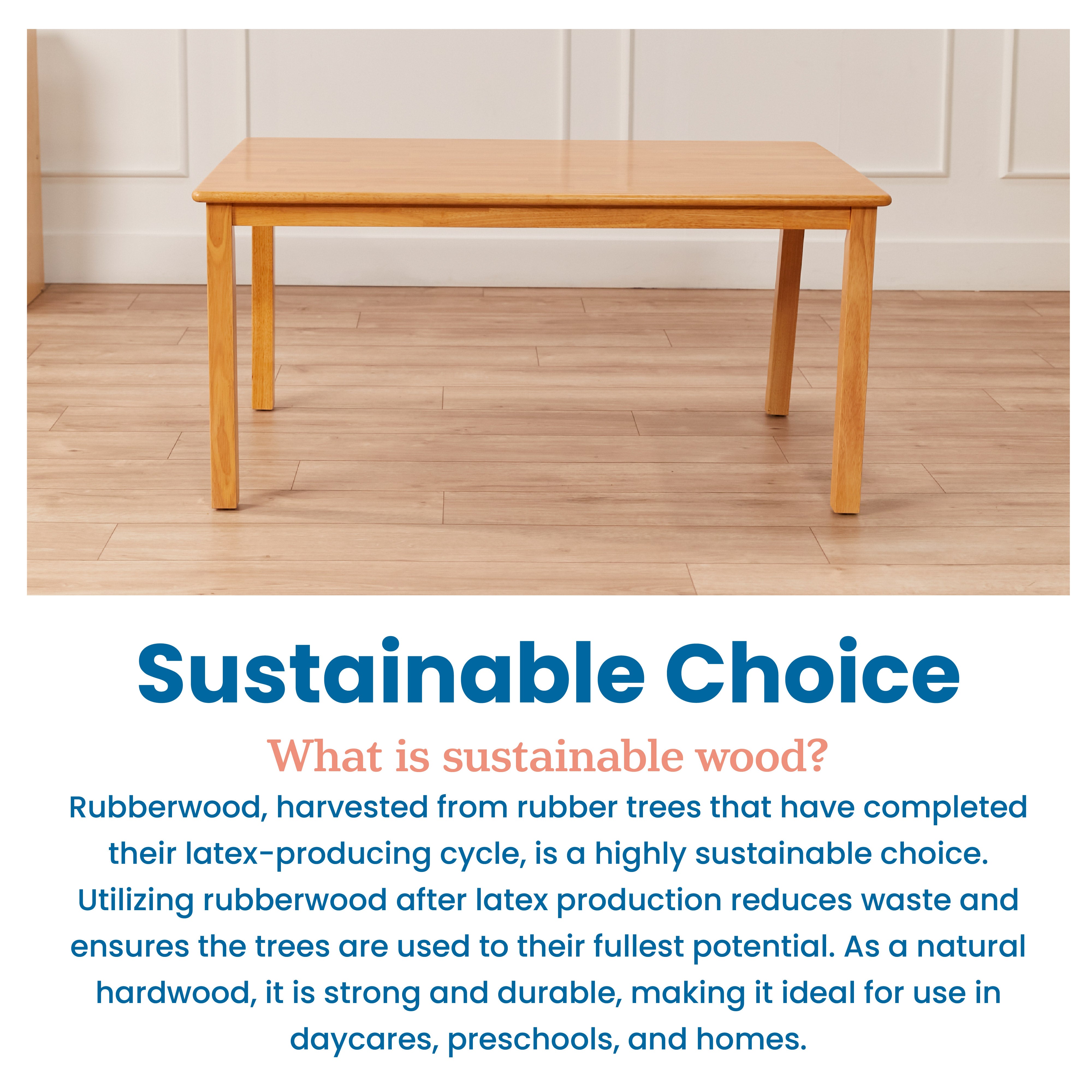 30in x 48in Rectangular Hardwood Table with 22in Legs