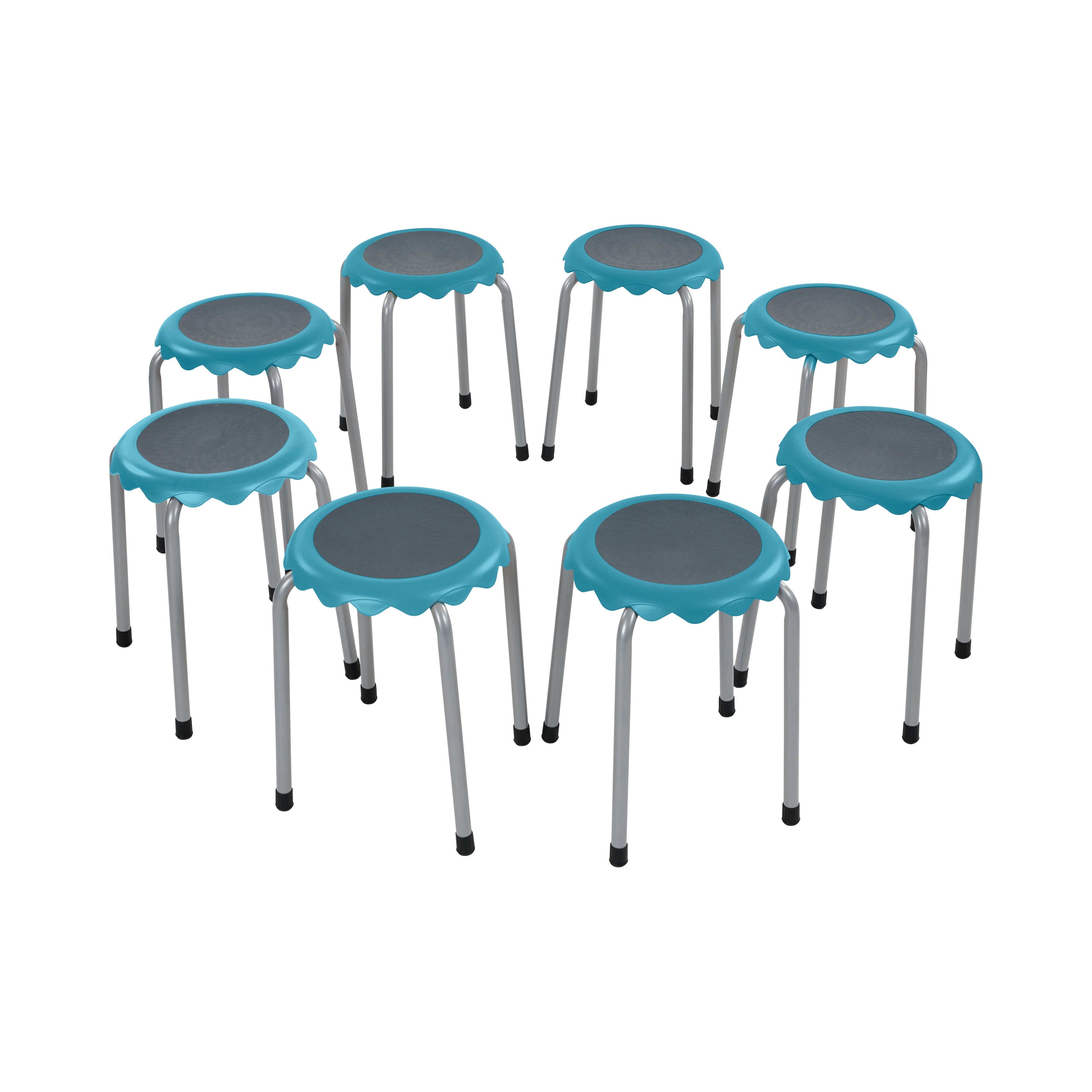 Daisy Stackable Stool with Glides Seating Set, 8-Piece