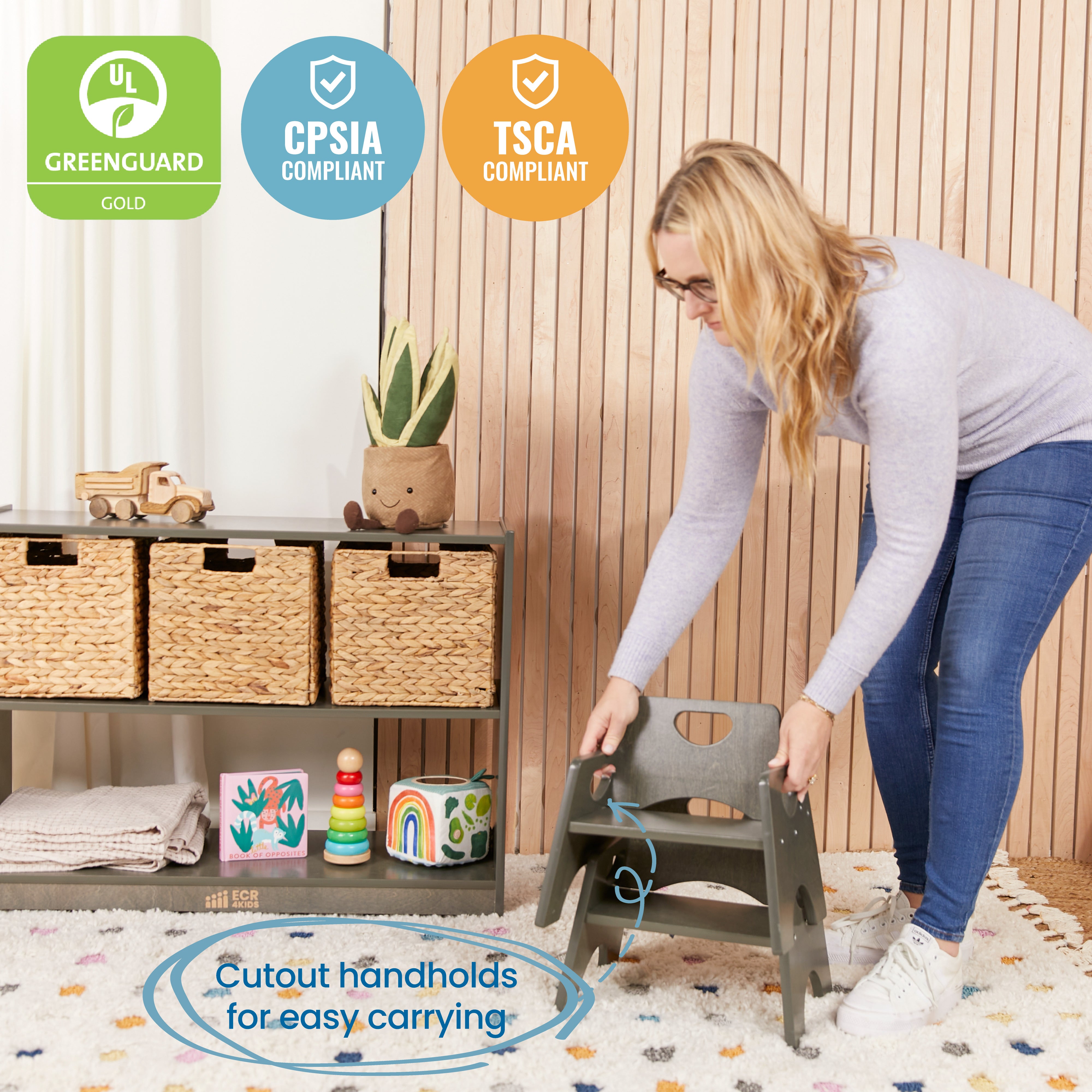 Stackable Wooden Toddler Chair, 6in, 2-Pack