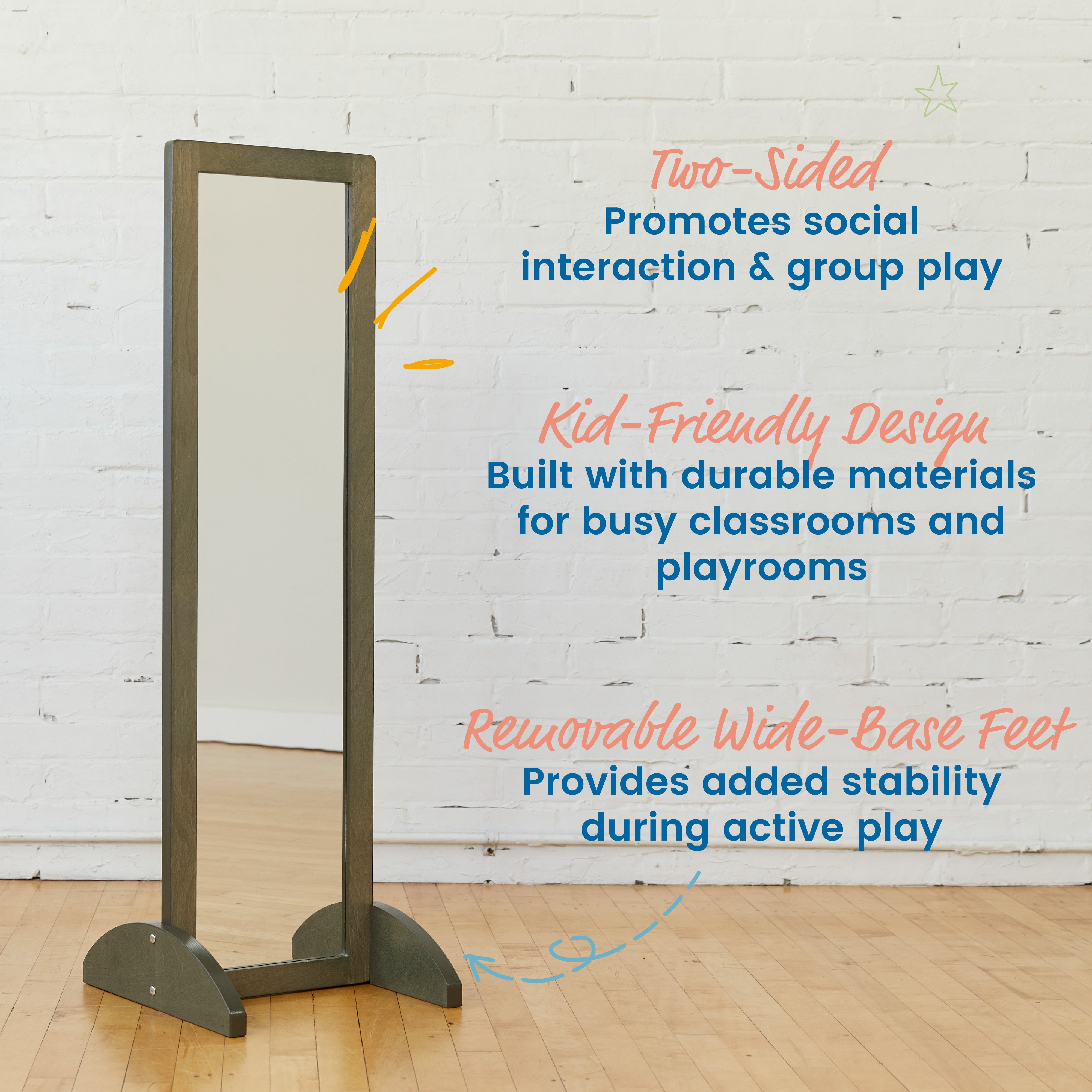 Wooden Double-Sided Bi-Directional Mirror