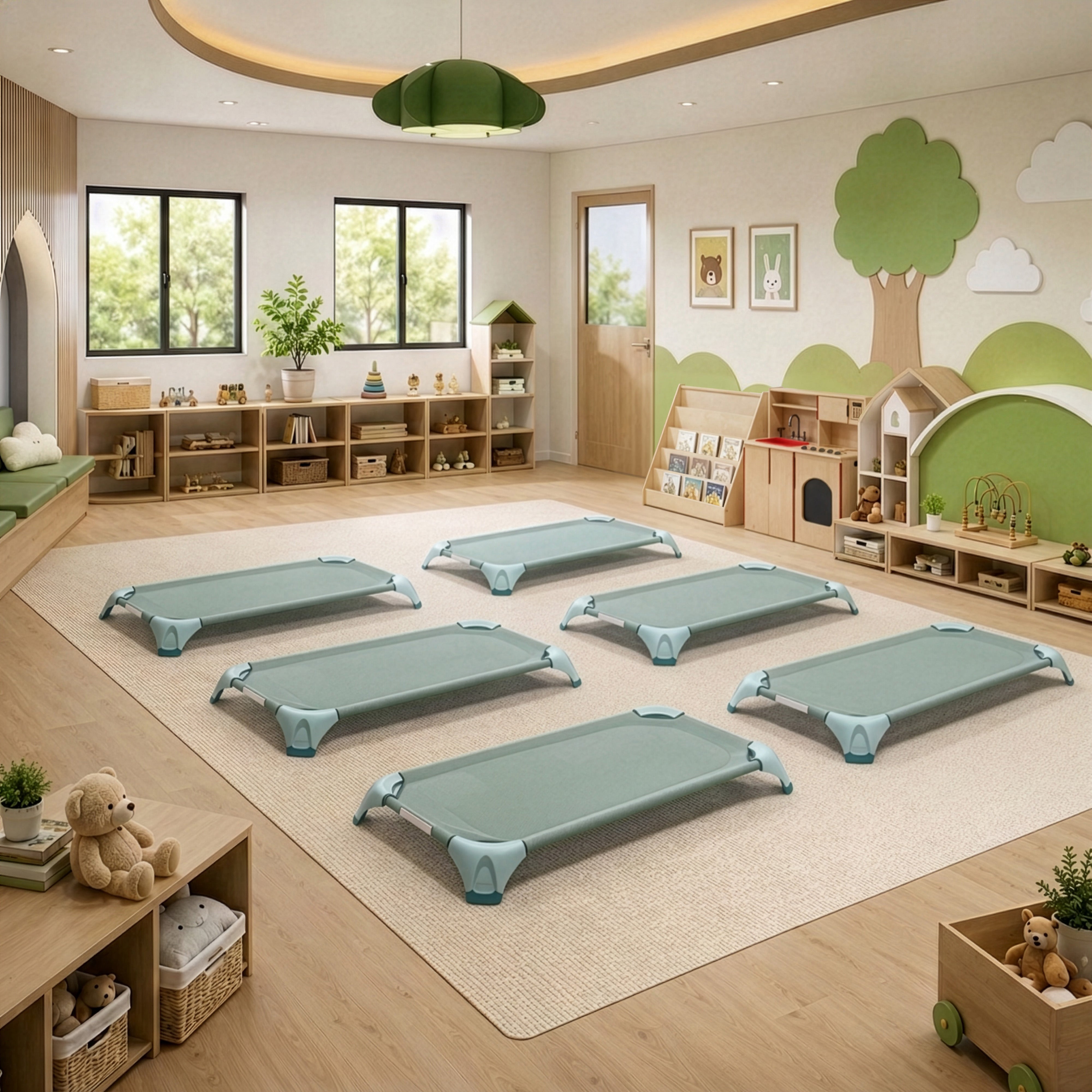 Stackable Cozy Cot with Storage and Name Tags, 6-Pack