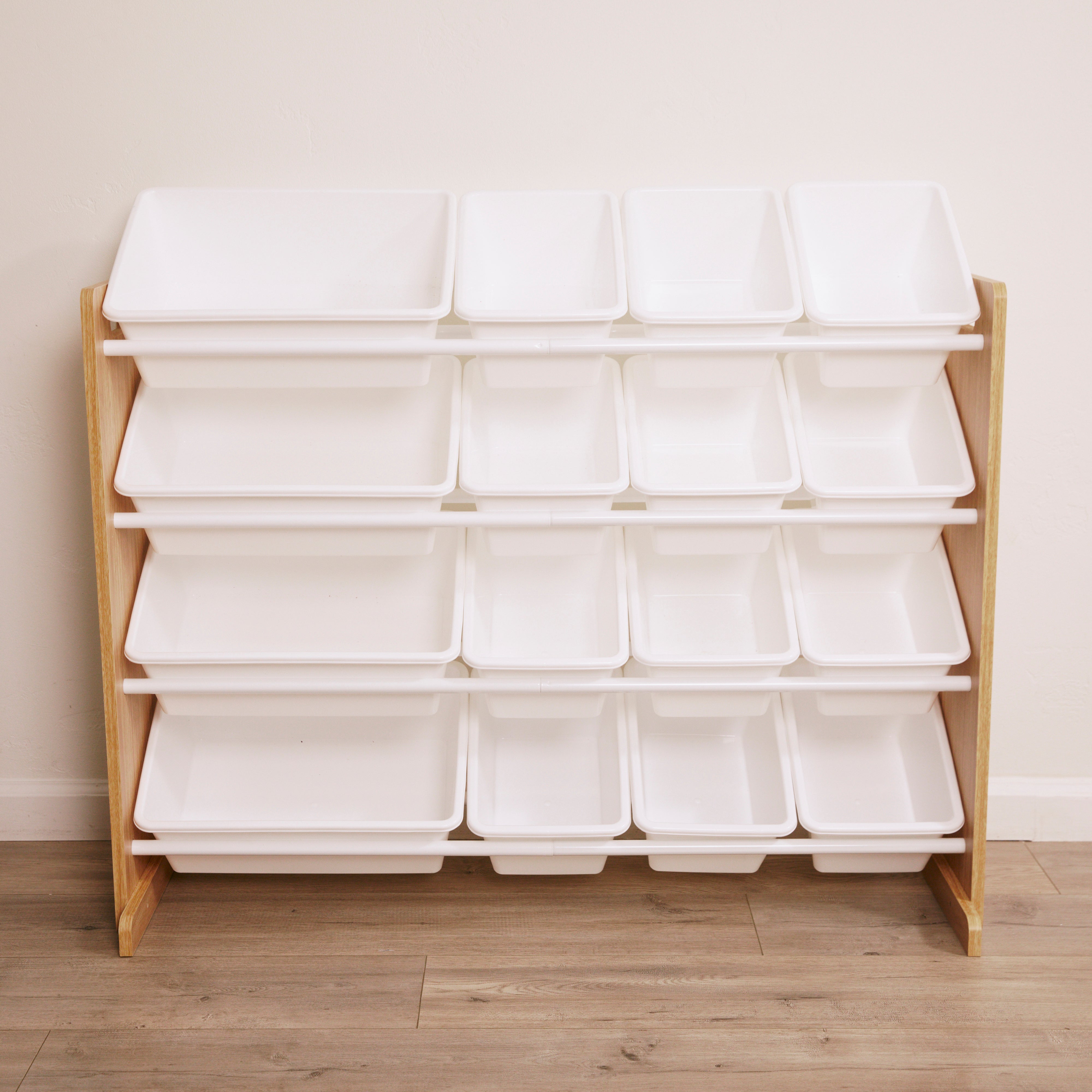 4-Tier Organizer with 16 Removable Plastic Bins, 4x4