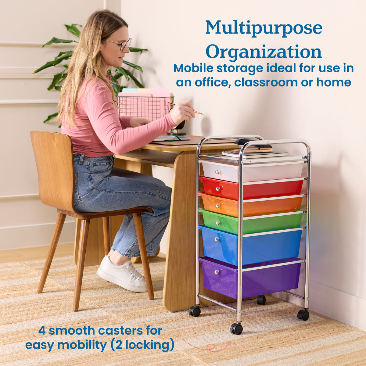 6-Drawer Everyday Rolling Utility Storage Cart