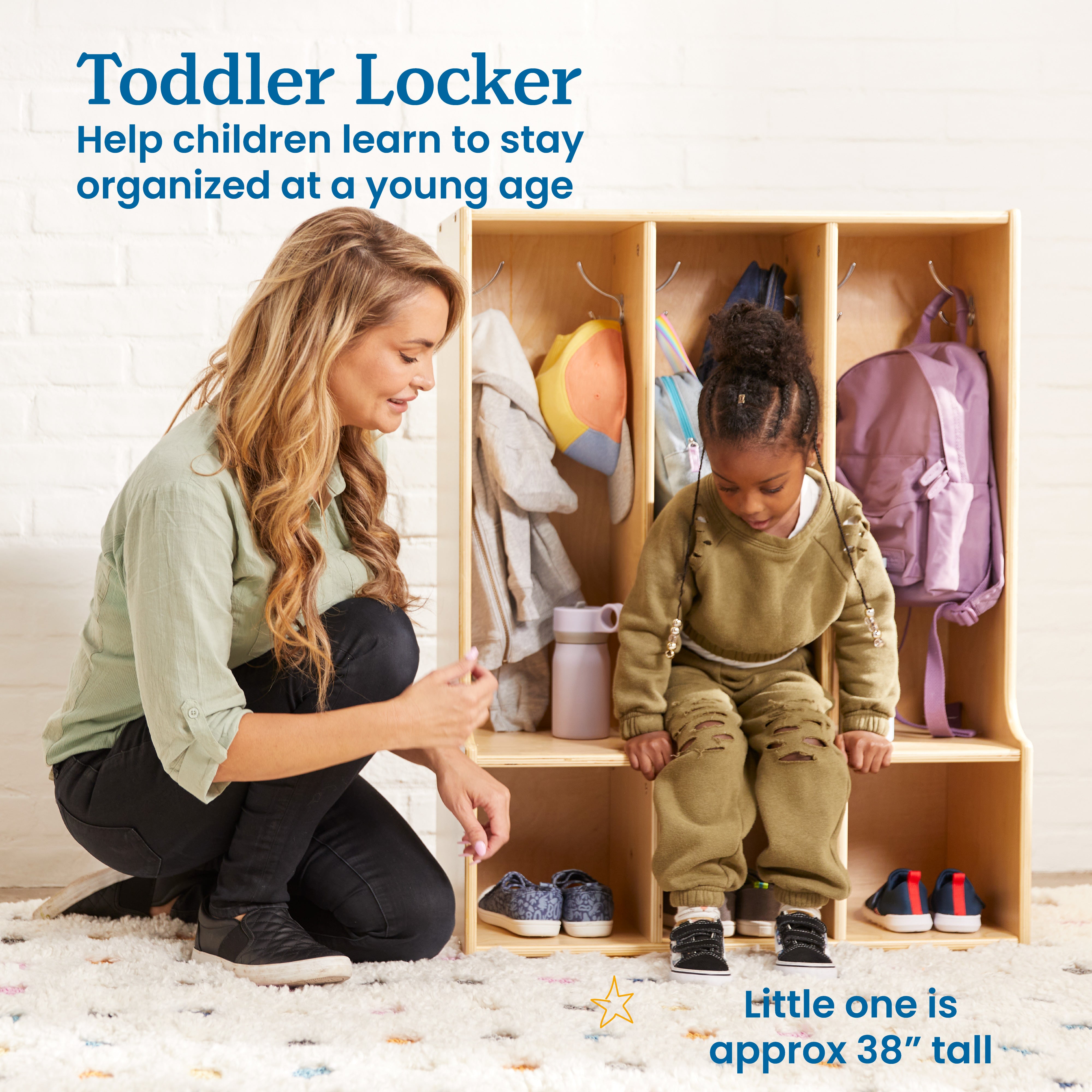 Streamline 3-Section Toddler Coat Locker with Bench